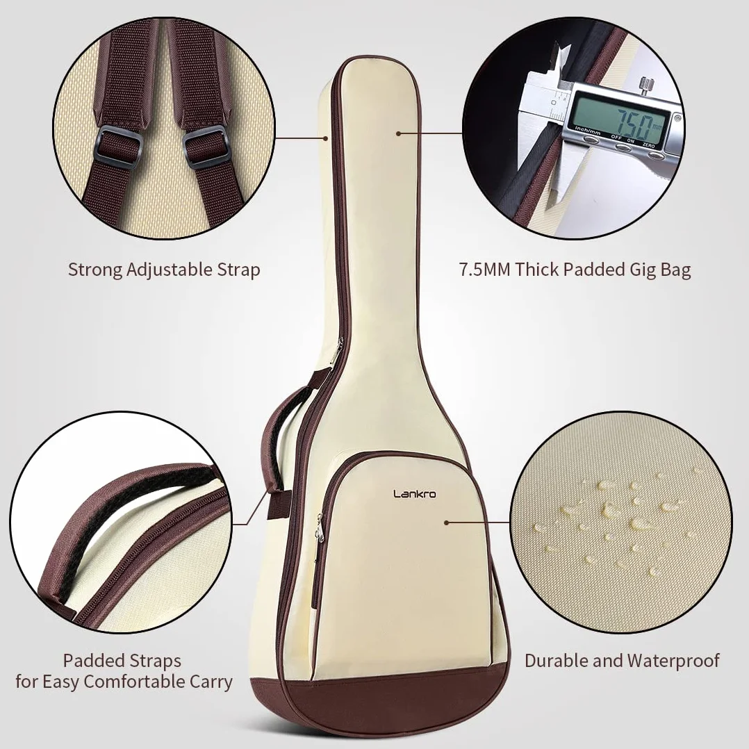 Guitarra acústica de 38 pulgadas para principiantes, guitarra occidental, natural, tilo, cutaway, juego de guitarra, con bolsa de concierto, cuerda de aprendizaje, selección, paño de limpieza