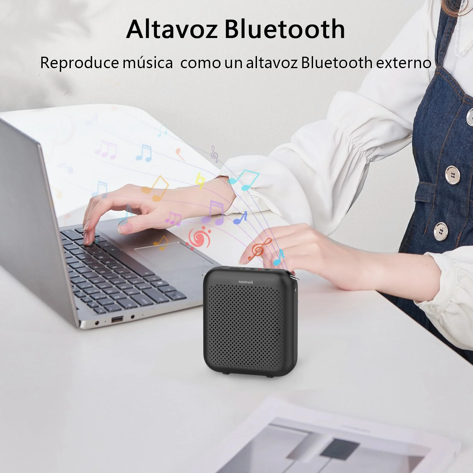 Norwii Amplificador de Voz, Micrófono Portátil con Cable para Profesores, Amplificadores de Potencia de Voz para Enseñanza en el Aula, Formación, Guías Turísticos, Entrenadores, USB-C Carga