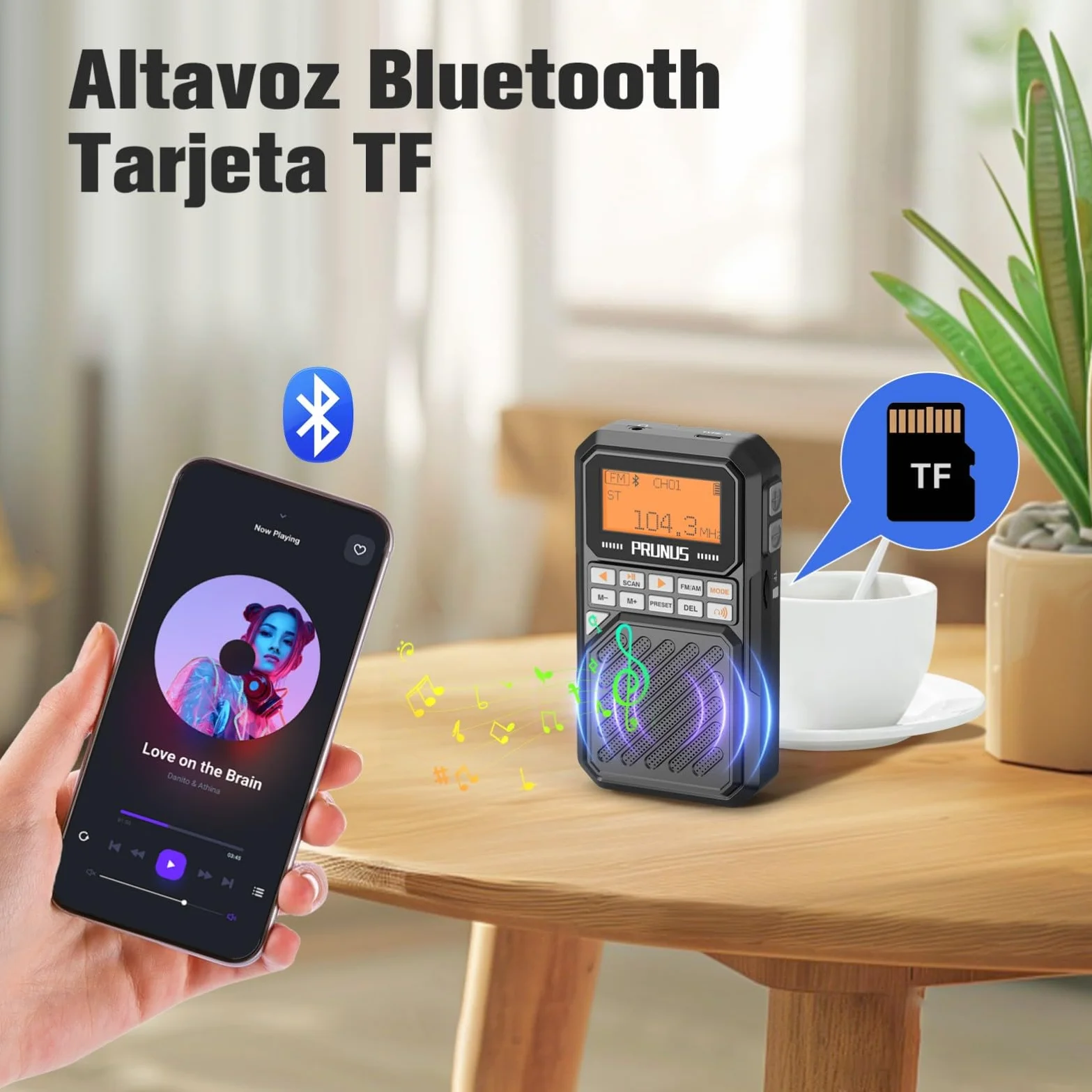 PRUNUS J-525 Mini Radio de Bolsillo Admite Conexión de Auriculares Bluetooth,Am FM Radios Digital con Preajuste Manuales, Radio Portatil Pequeña Recargable de 2500mah, Altavoz Tarjeta TF/Bluetooth.