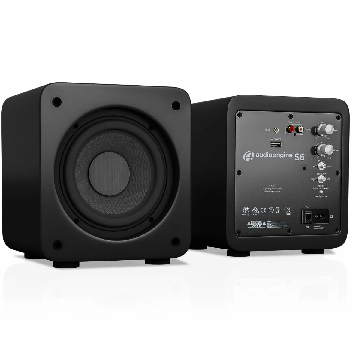 Audioengine S6 - Subwoofer Compacto de 210 W, Potente bajo, Ideal para computadoras, Apartamentos, oficinas y Juegos