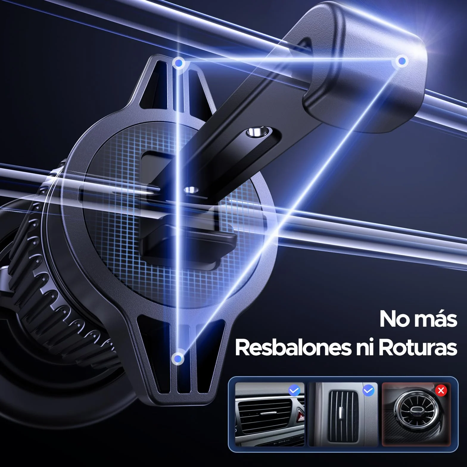 UGREEN Soporte Móvil Coche MagSafe 360° Rotación Compatible iPhone 17 Pro Max Air 16 15 14 Galaxy S25 S24 Negro