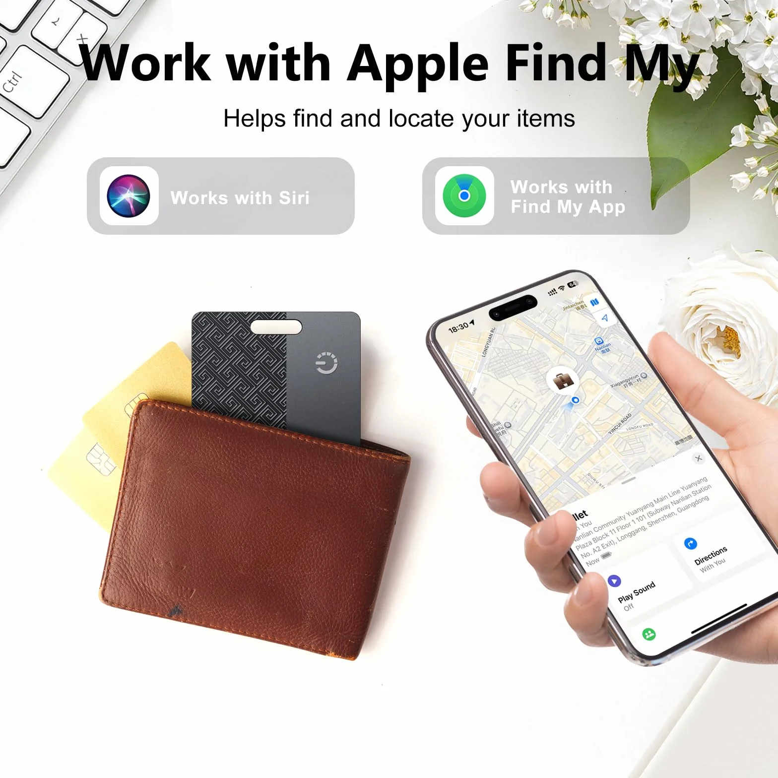Wallet Tracker Card Air (Solo iOS): Compatible con Apple Find My, rastreador Bluetooth, Tarjeta de rastreo Inteligente, buscador de Carteras, 0,07 Pulgadas de Grosor, Resistencia al Agua IP68, Negro