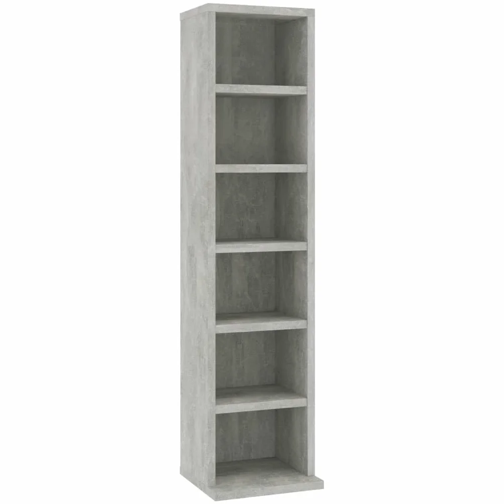 Toshilian Estantería de Almacenamiento CD/DVD, Armario de Almacenamiento, Color Gris, Hormigón, 21 x 20 x 88 cm, Madera de Ingeniería