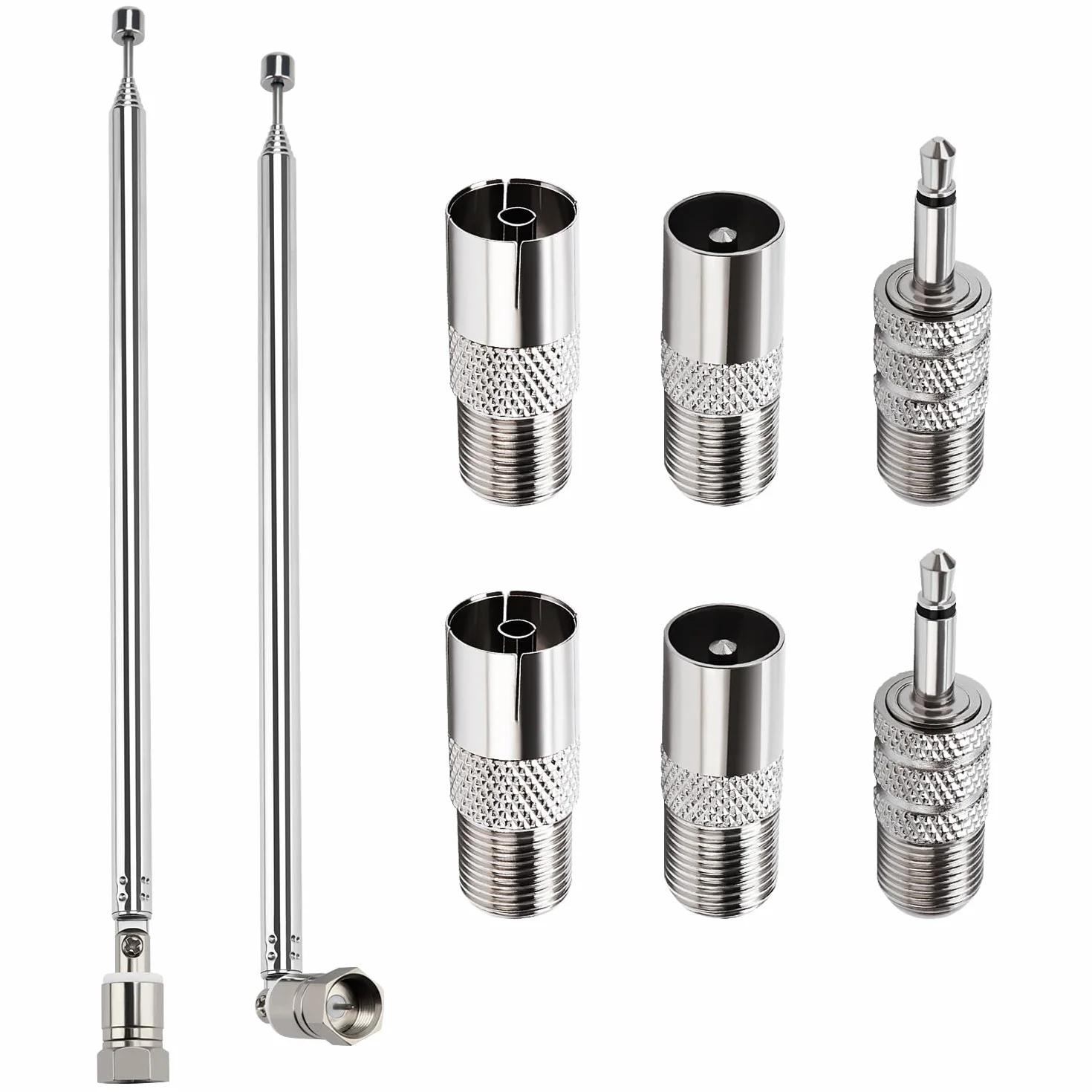 VooGenzek 2 Piezas Antena Telescópica FM Interior DAB Radio Aerial 100cm 7-Seccion 75 Ohmios con 3 Adaptadores Compatible con Denon