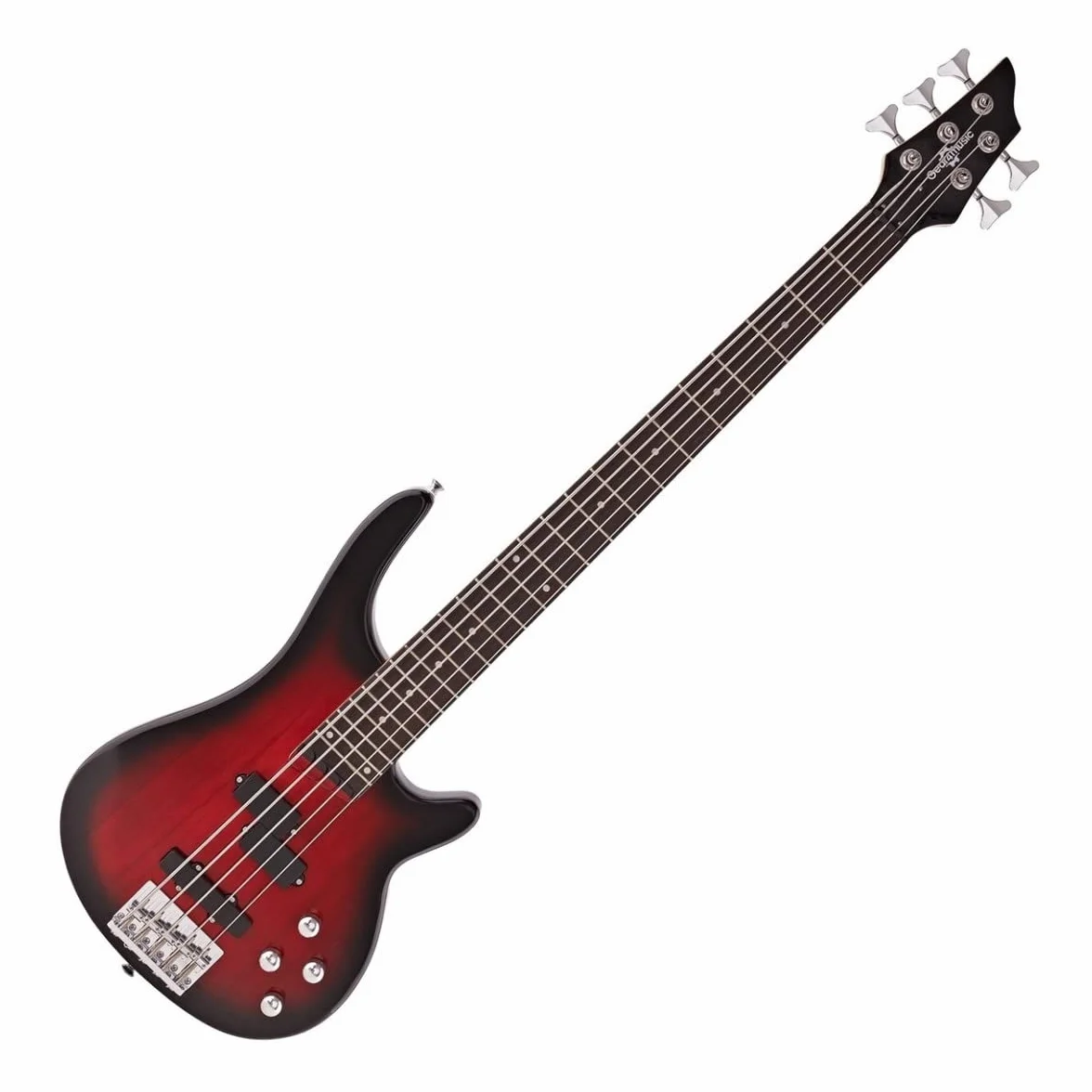 Gear4music Guitarra eléctrica Chicago de 5 cuerdas con accesorios Rojo
