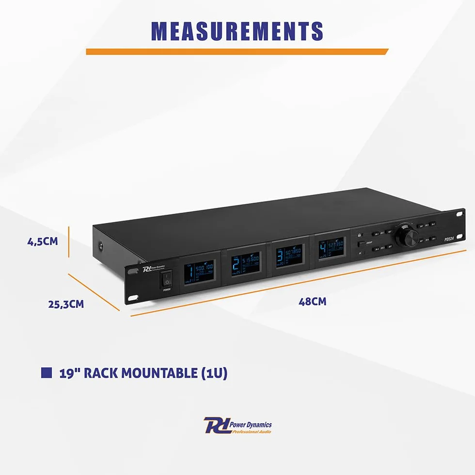 Power Dynamics PD524B Sistema de micrófono inalámbrico UHF con 4X Bodypacks, Micro de Solapa inalámbrico, Micro de Diadema inalámbrico, Recargable por USB, transmisión Infrarrojos, Ideal para Eventos