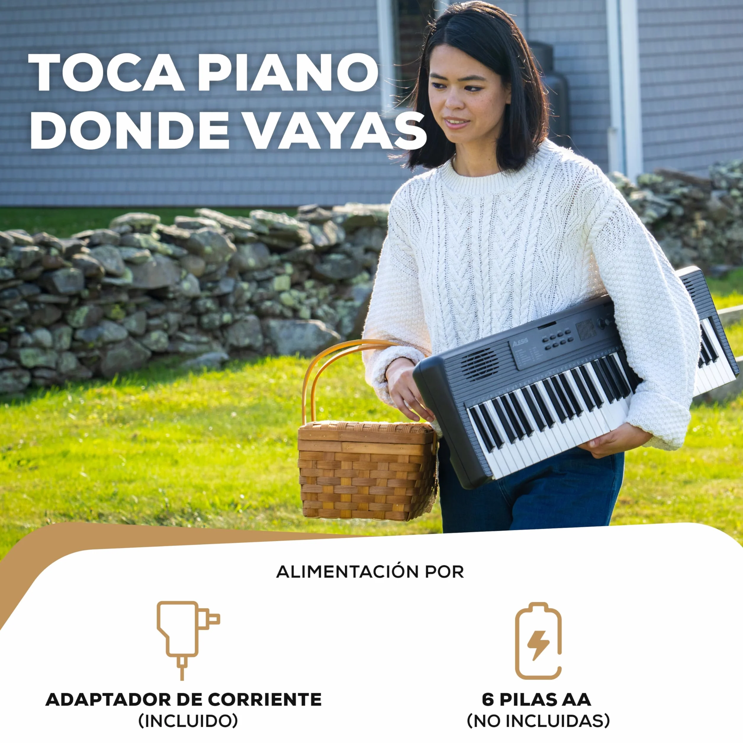 Alesis Melody 61 Teclado Piano Eléctrico para Principiantes con 61 Teclas, Altavoces, Soporte, Banqueta, Auriculares, 300 Sonidos y Lecciones de Música