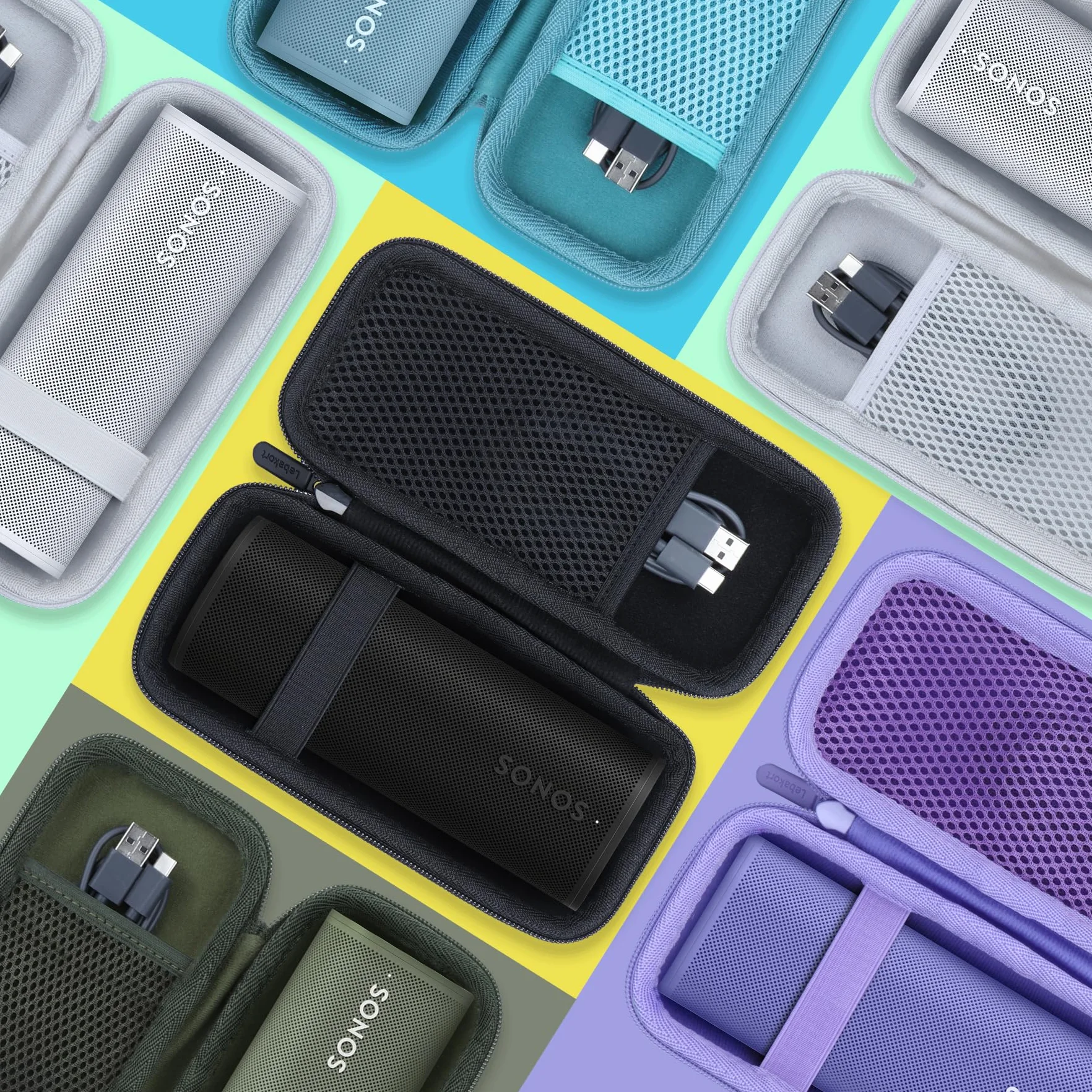 Lebakort Duro Viajar Caja Estuche Funda para Sonos Roam/Roam 2 Altavoz Inalámbrico Portátil y Ultracompact (Gris)