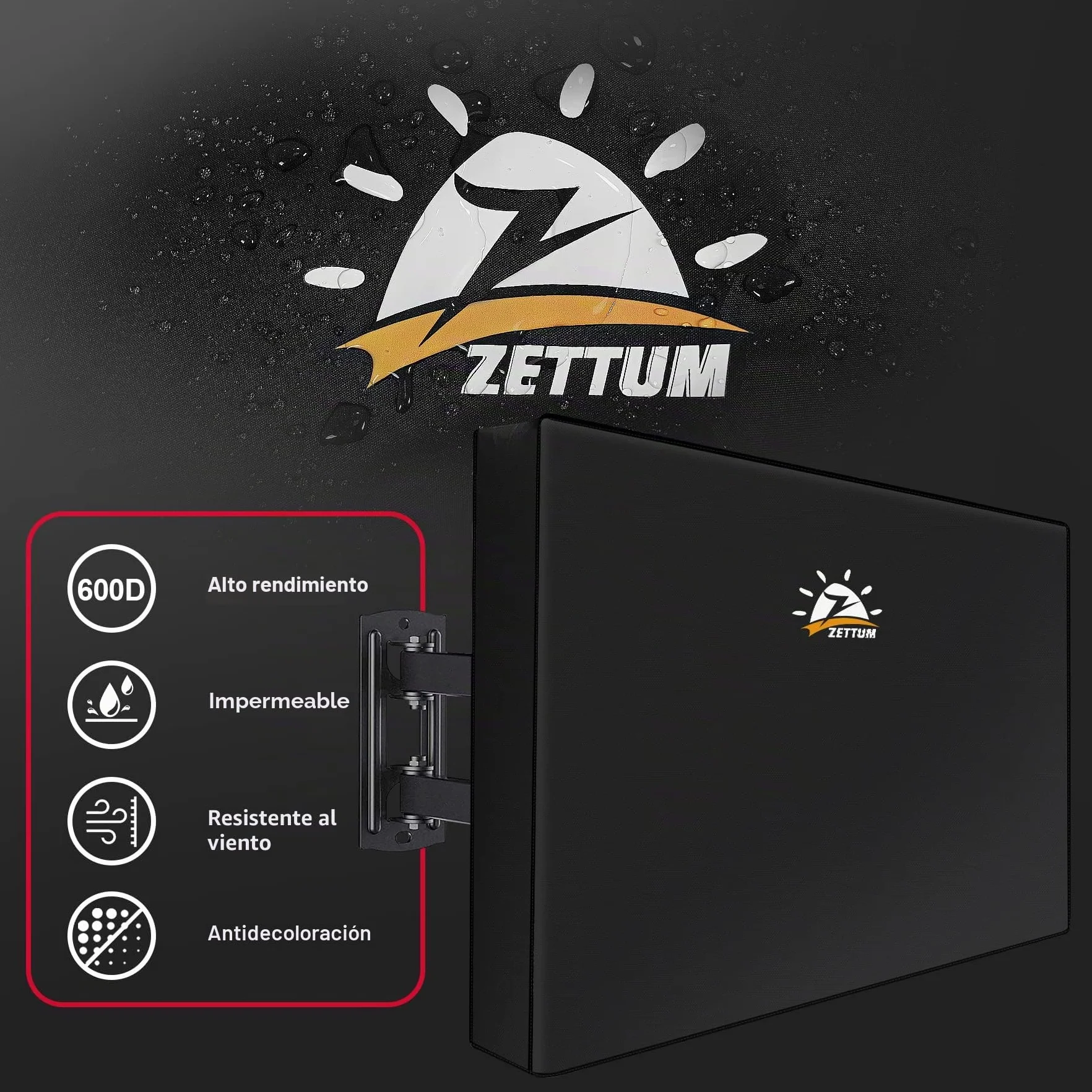 Zettum Funda para TV 28-32 pulgadas, 600D Oxford, resistente al agua, Negro