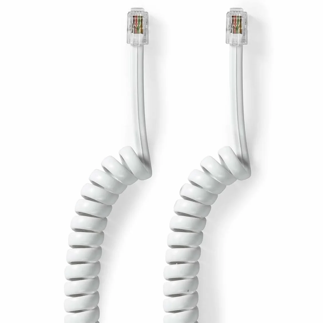 CABLEPELADO Cable Telefonico RJ10 RJ9 RJ22 4 Hilos 4P4C Espiral 2 Metros Blanco