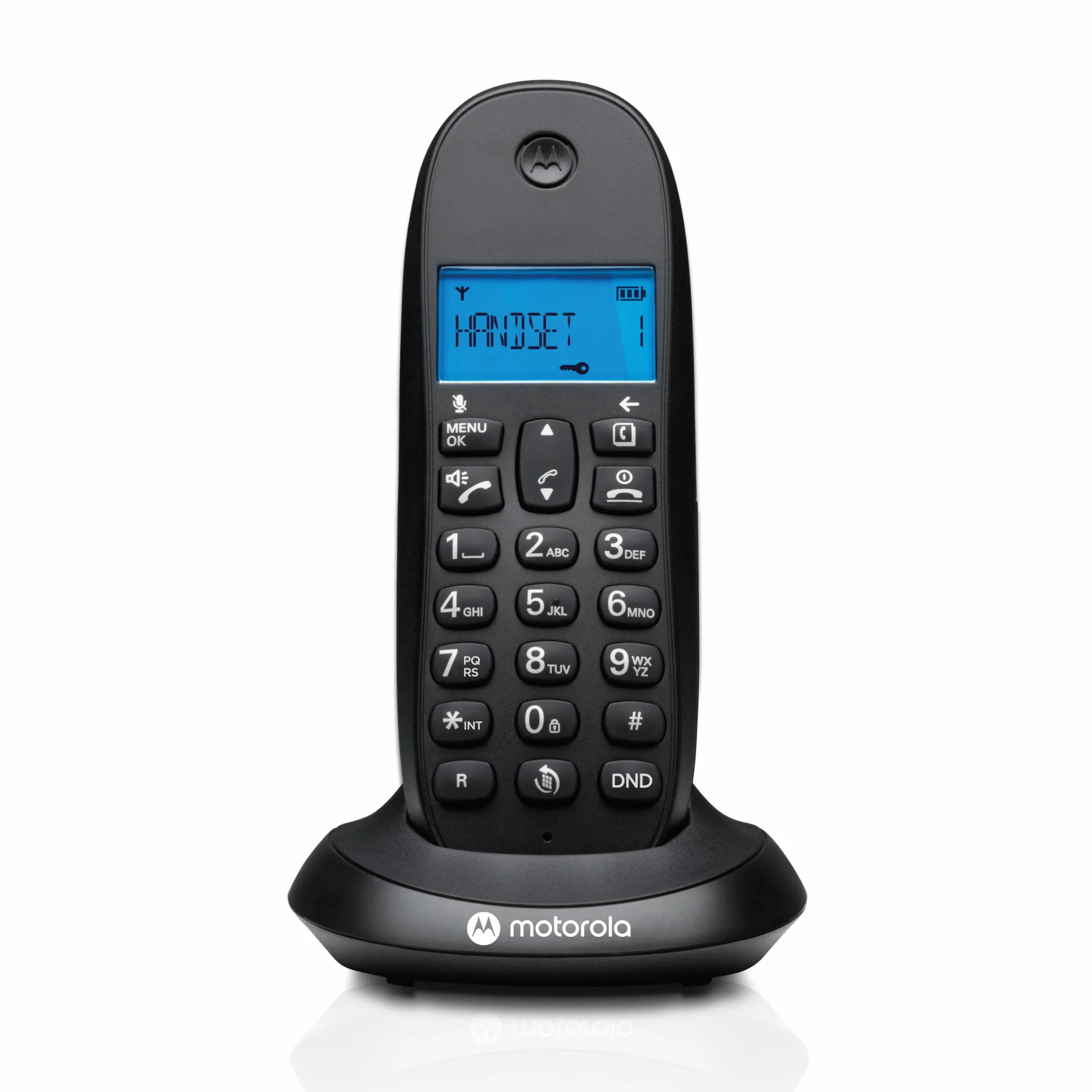 Motorola C1001CB+ Teléfono Inalámbrico Digital DECT Negro con Bloqueo de Llamadas y Manos Libres