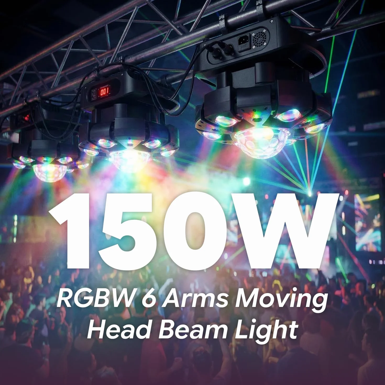 Lyre LED 150W Beam Luz de escenario RGBW con control remoto y bola discoteca, iluminación de noche DJ 25 canales juegos de luz para bar, club, discoteca, fiesta, disco