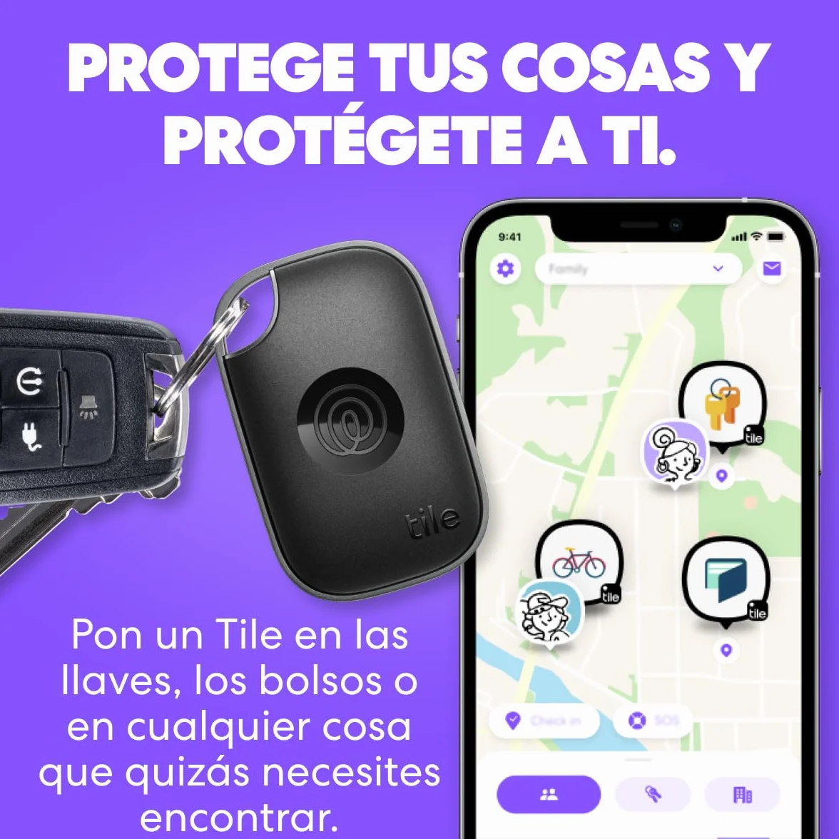 Tile by Life360 Pro - Localizador Bluetooth Potente, localizador de Llaves y localizador de Objetos para Llaves, Bolsos y Mucho más. Compatible con iOS y Android. Paquete de 1 (Negro)