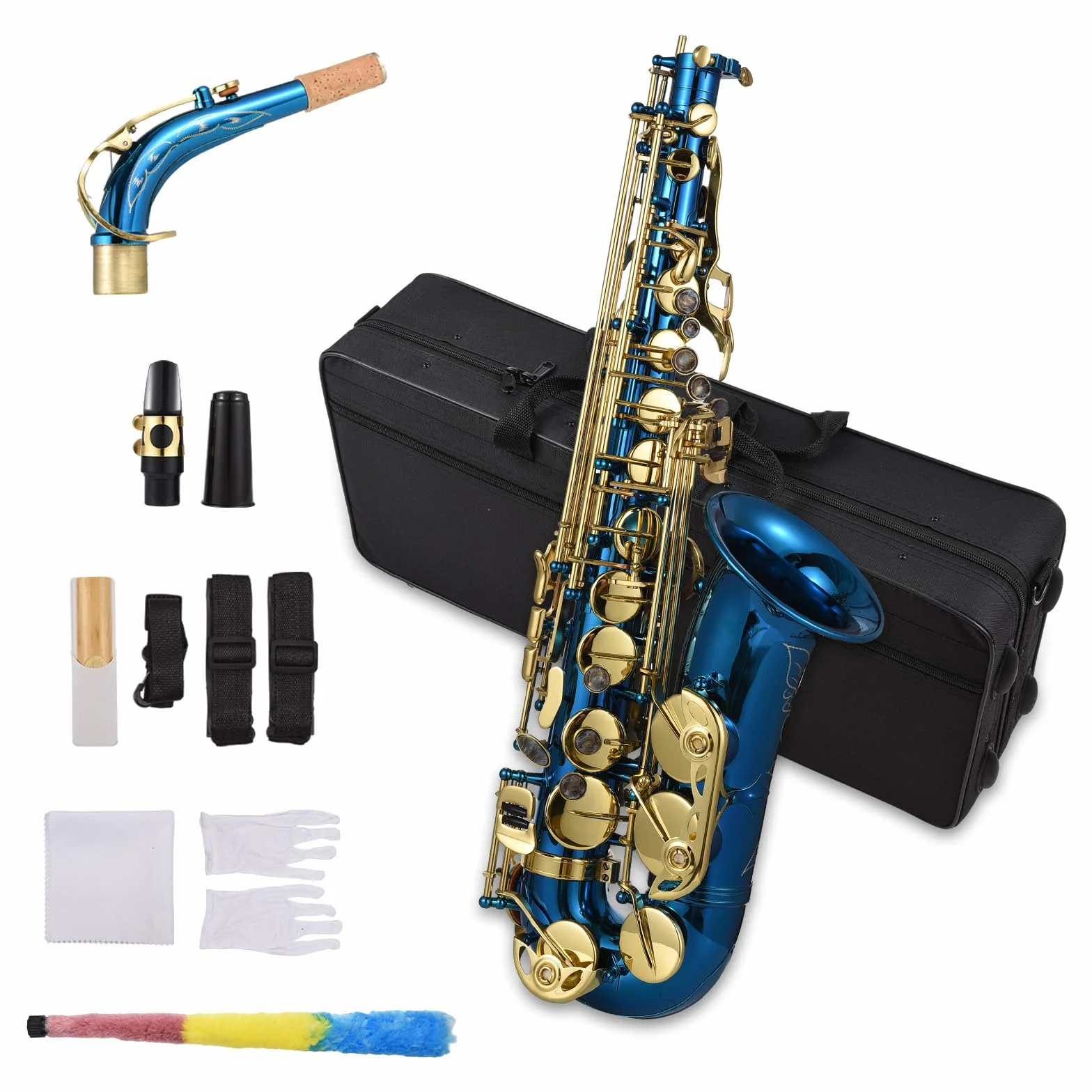 Btuty Saxofón alto Eb E-Flat para principiantes – Kit de inicio con funda, boquilla, correas y paño de limpieza