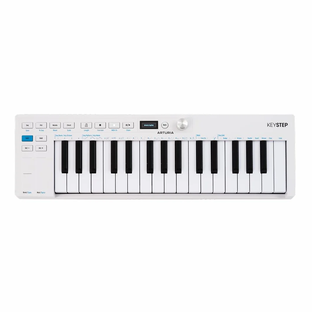 Arturia - Keystep MK2 - Controlador MIDI portátil, secuenciador y arpegiador - 32 teclas delgadas, pantalla OLED, secuenciador de pasos polifónico, arpegiador de 16 modos, compatible con CV - Blanco