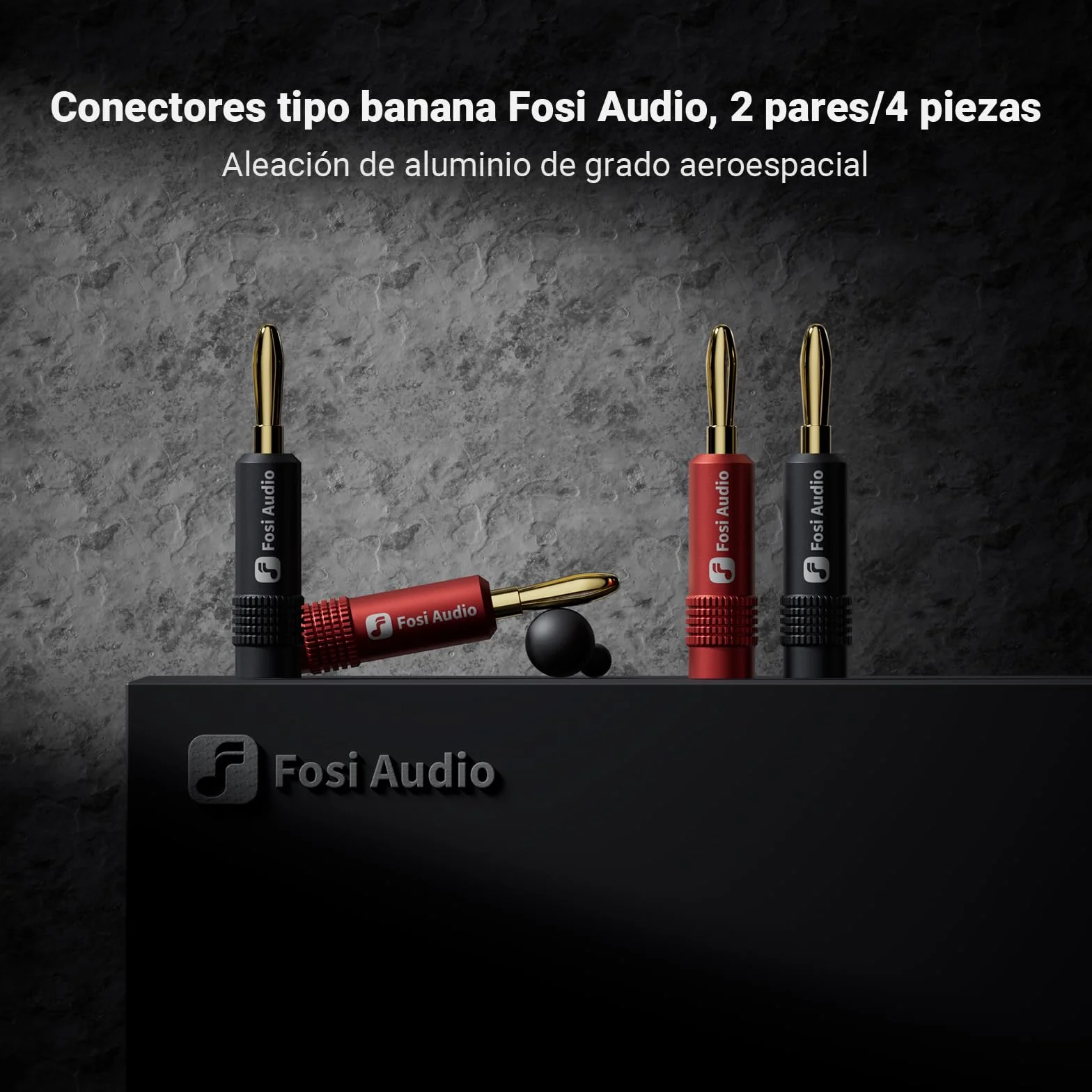 Fosi Audio Conectores Banana para Cable de Altavoz, 2 Pares Chapados en Oro para Amplificador