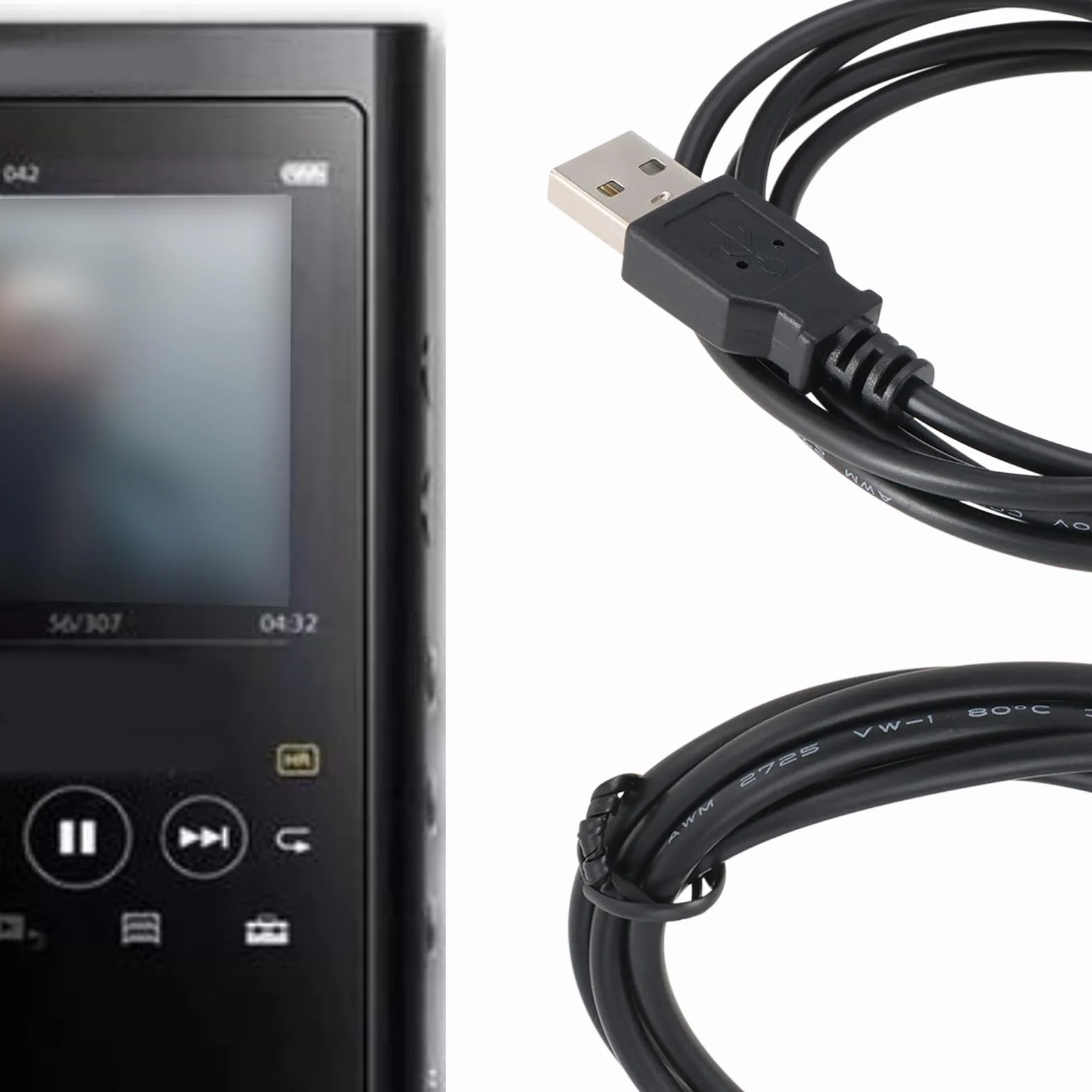 2 Piezas Reemplazan El Cable de Carga USB WMC-NW20MU Pieza de Repuesto Compatible con Sony Walkman NWZ-A816 NWZ-A818 NWZ-A828 NW-A916 NW-A918 NW-A919 NWZ-610F El Reproductor de MP3 1,2 M