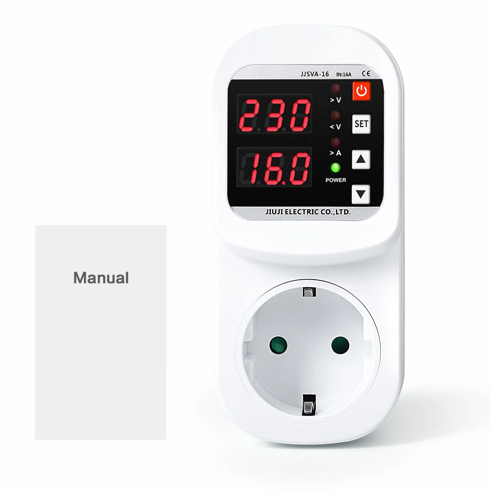 Toma de protección contra sobretensiones y sobretensiones LED ajustable adaptador de toma de protección contra sobretensiones toma de protección contra rayos 220V AC 16A, apagado.