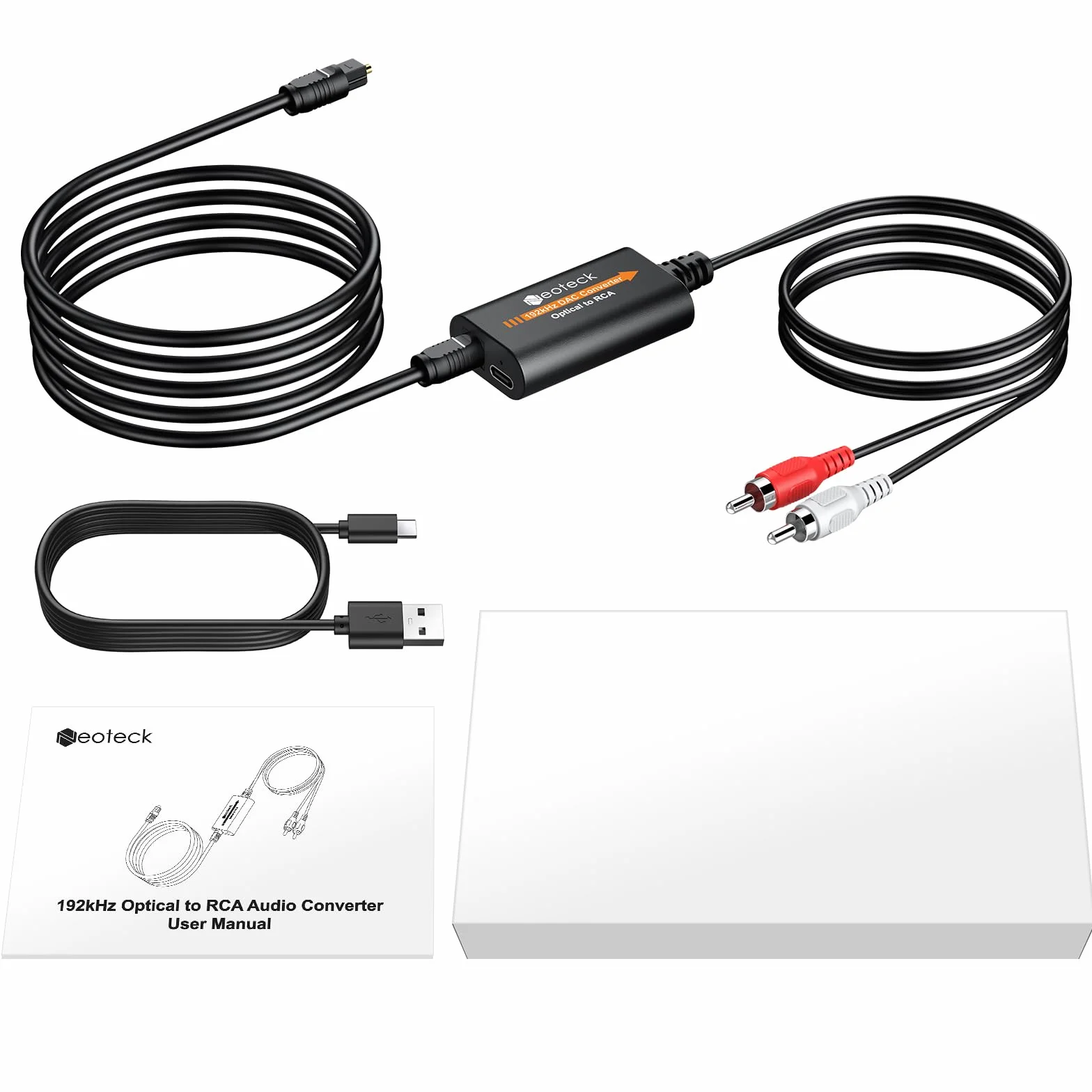 Neoteck 192kHz DAC Convertidor 5.9ft/1.8m Cable Óptico a RCA con Chip Amplificador de Audio SPDIF Toslink a RCA Adaptador para HDTV Set Top Box DVD Reproductor Blu-ray-Salida Macho