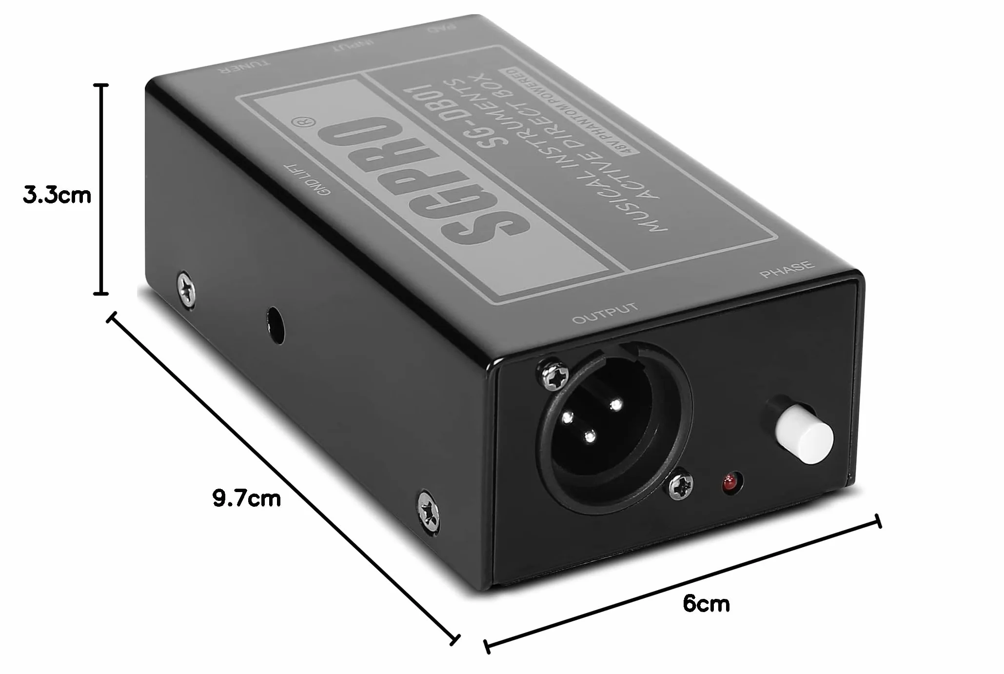 SGPRO Active Direct Box, DI Box para Instrumentos en Vivo o de Grabación como Guitarra y Teclado Actuación en Vivo o Estudio 1/4 de Pulgada a XLR, Alimentado por Fantasmas y Levantamiento de Tierra