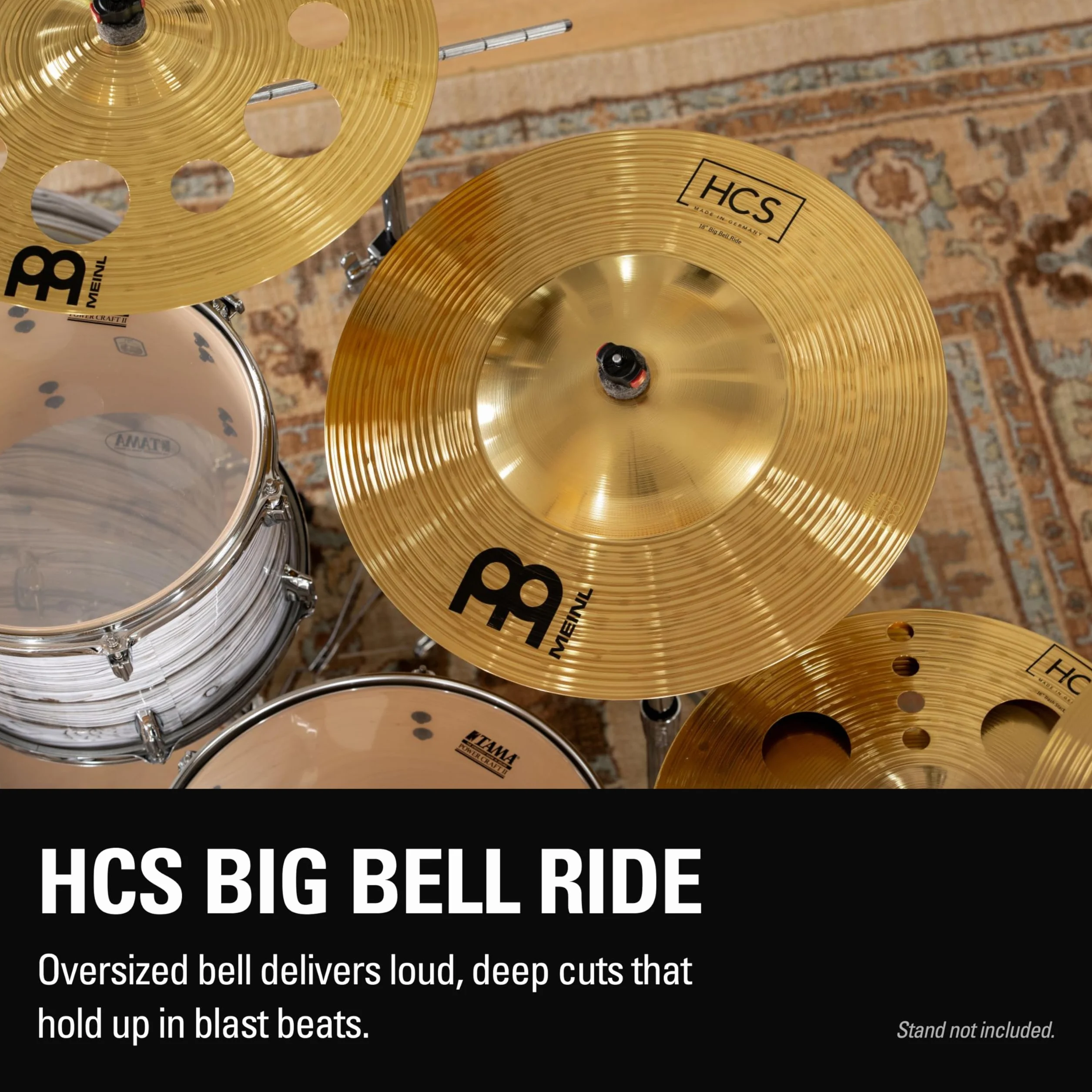 Meinl Cymbals HCS Plato Big Bell Ride de 18 pulgadas (45,72cm) Platillos de Batería – Acabado Tradicional, Latón (HCS18BBR)