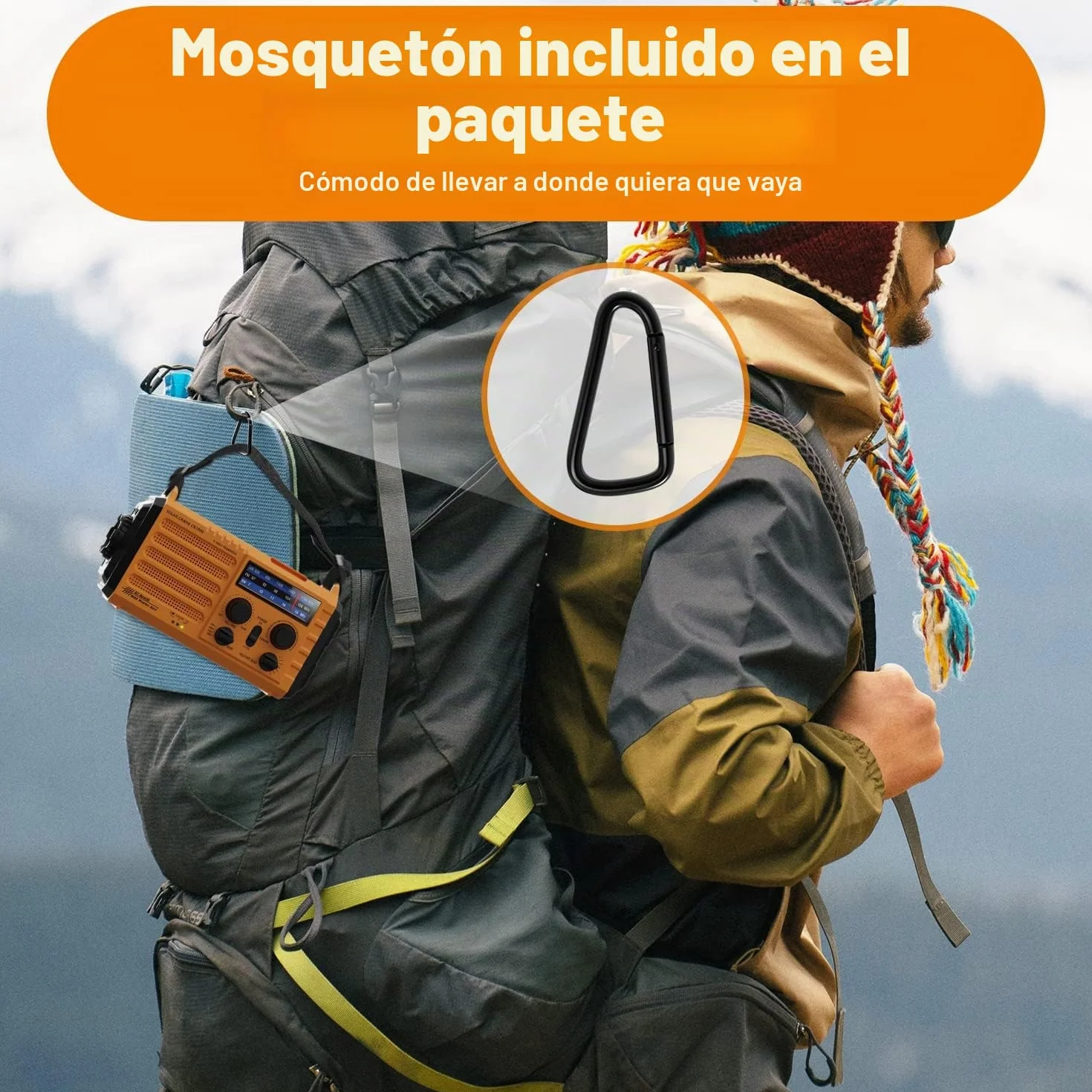 5000mAh Radio Solar, Radio de Emergencia Portátil con Manivela, Radio Dynamo Weather Am/FM, Cargador de Teléfono USB, Linterna LED y Luz de Lectura, Alarma SOS, Brújula para Acampar al Aire Libre