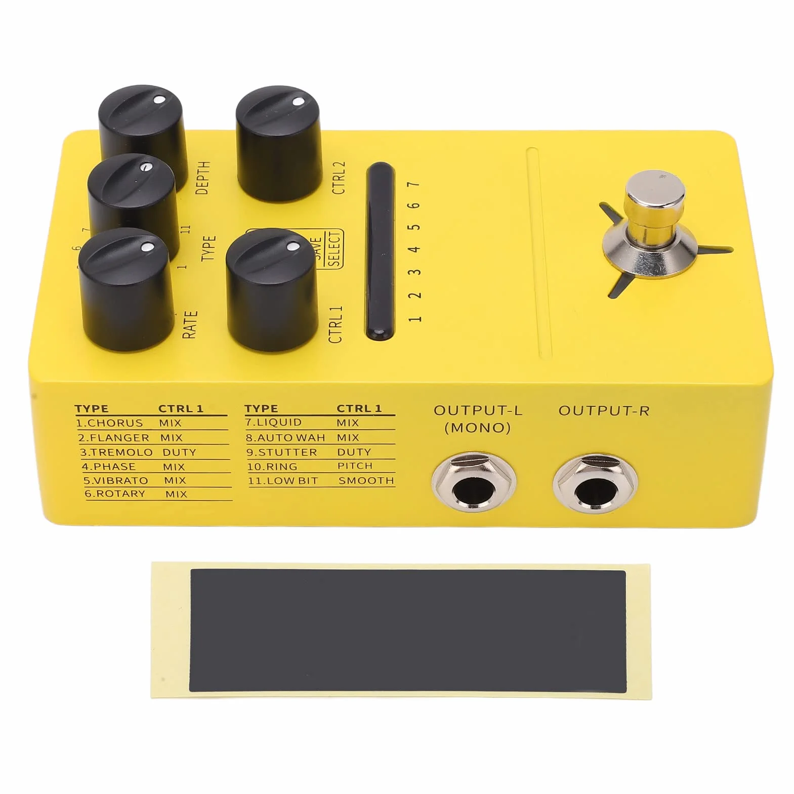 Pedal de Efectos de Guitarra, 11 Efectos de Modulación Pedal Estéreo True Bypass Phase para Guitarra Eléctrica FS05