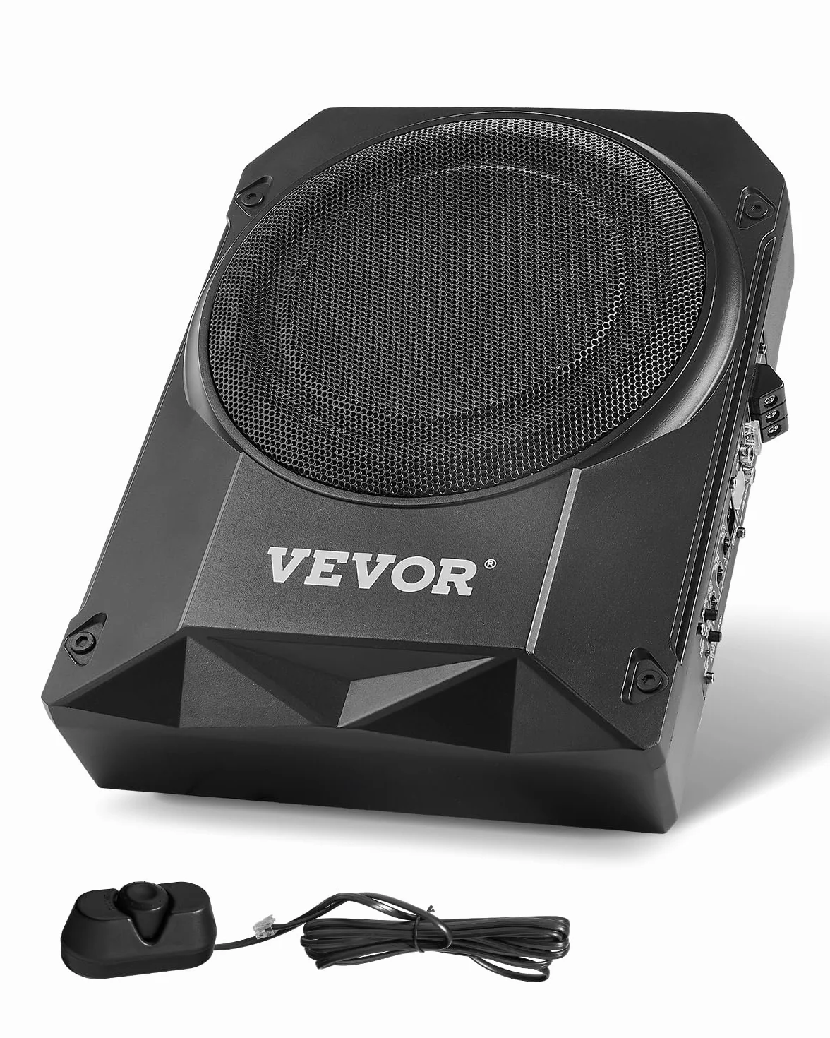 VEVOR Subwoofer para Debajo del Asiento para Automóvil 254 mm 400 W Altavoz Compacto para Coche Amplificador Incorporado Entrada Bajo Controlador de Volumen Control Remoto con Cable