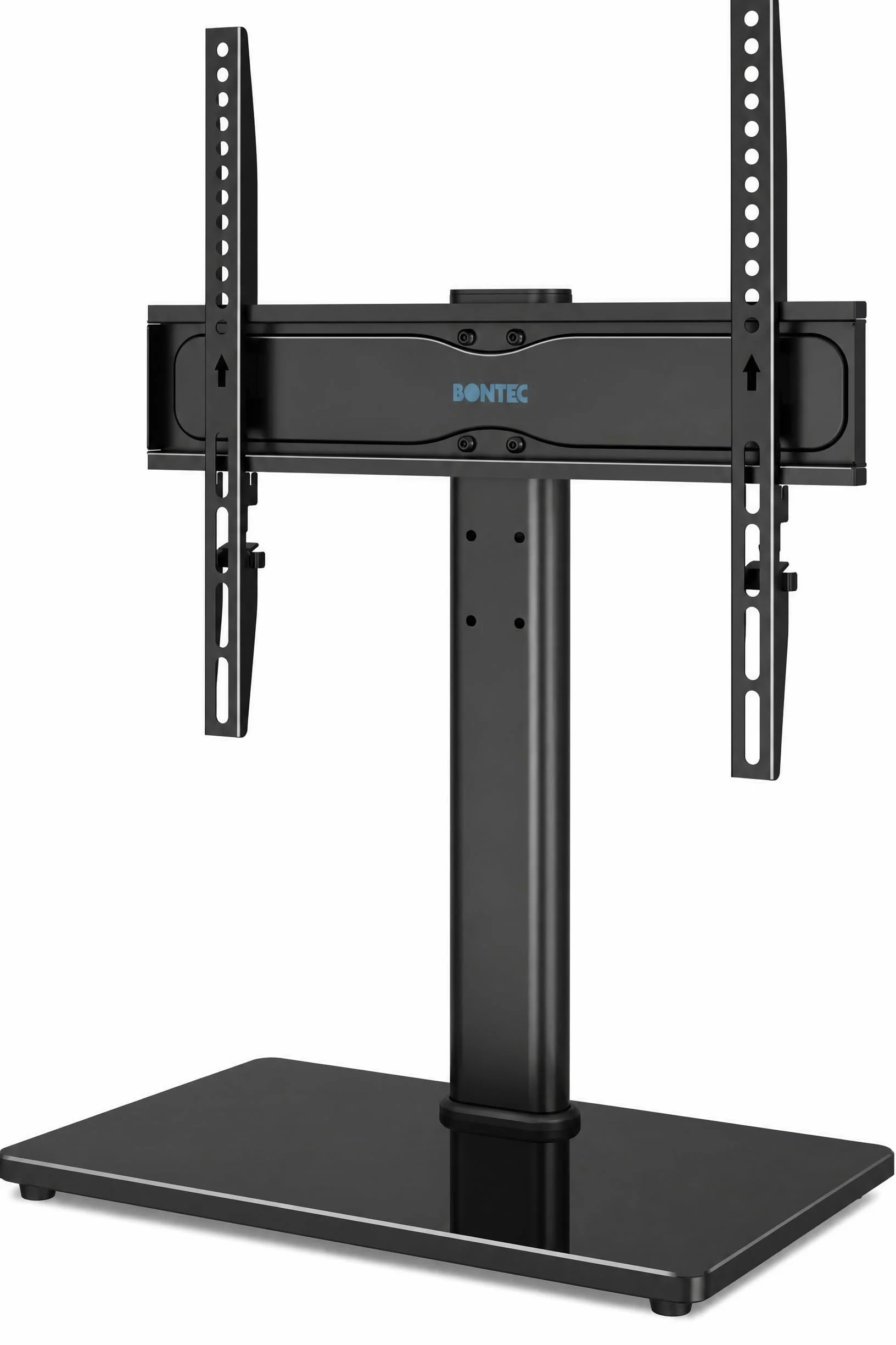 BONTEC Soporte TV Universal, Soporte de Pie para TV Mesa Elevador TV de 24-60 Pulgadas LED/LCD/Plasma/Curva/Plana, Altura Ajustable Plano y Curvo hasta 45 kg, Máx VESA 400x400 mm