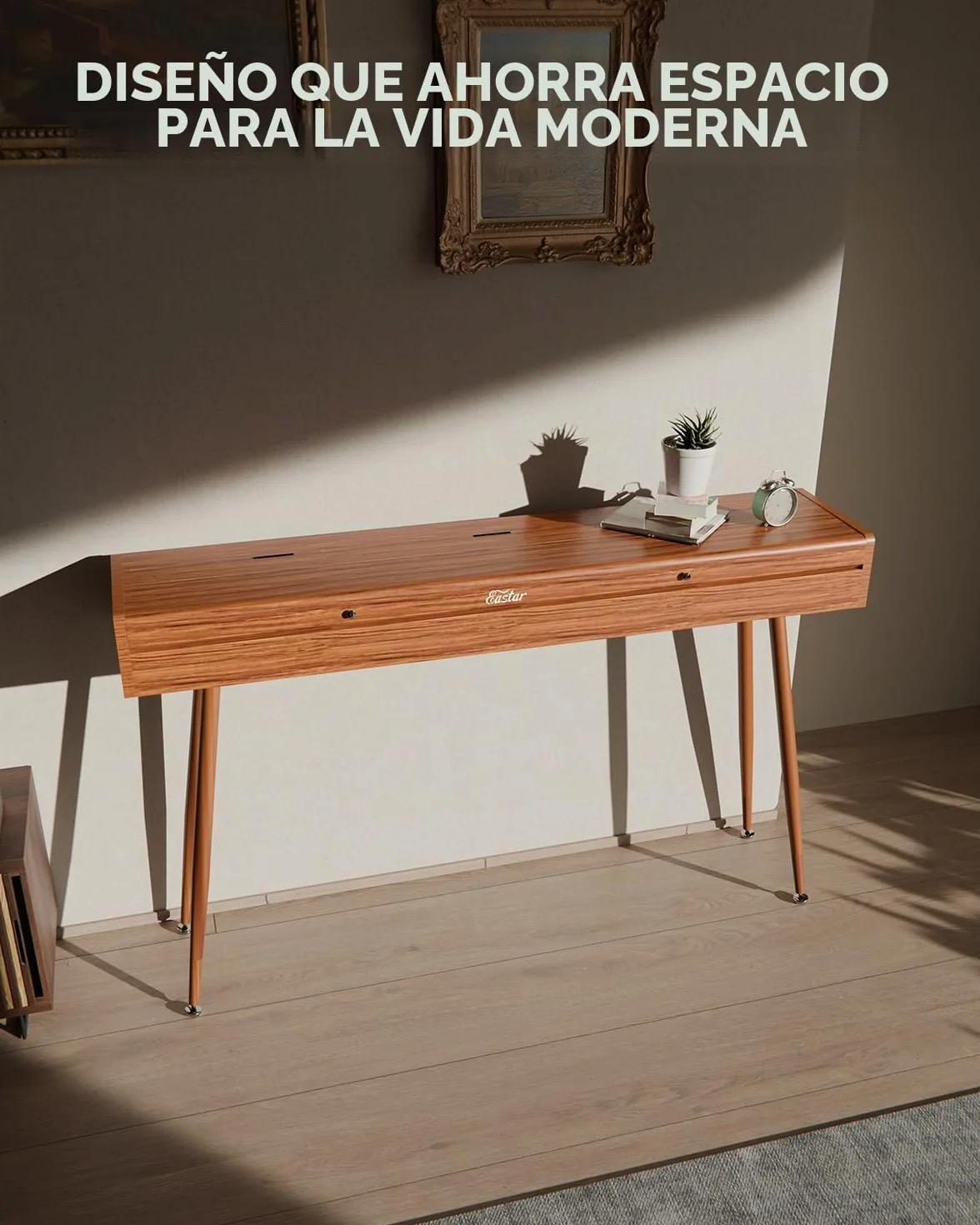 Eastar EUP-100 Piano de Teclado Contrapesado 88 Teclas, Piano Digital para Principiantes,con Funda, Auriculares, Pegatinas Musicales, Tres Pedales, Conexión Inalámbrica, Grabación, MIDI- Madera Retro