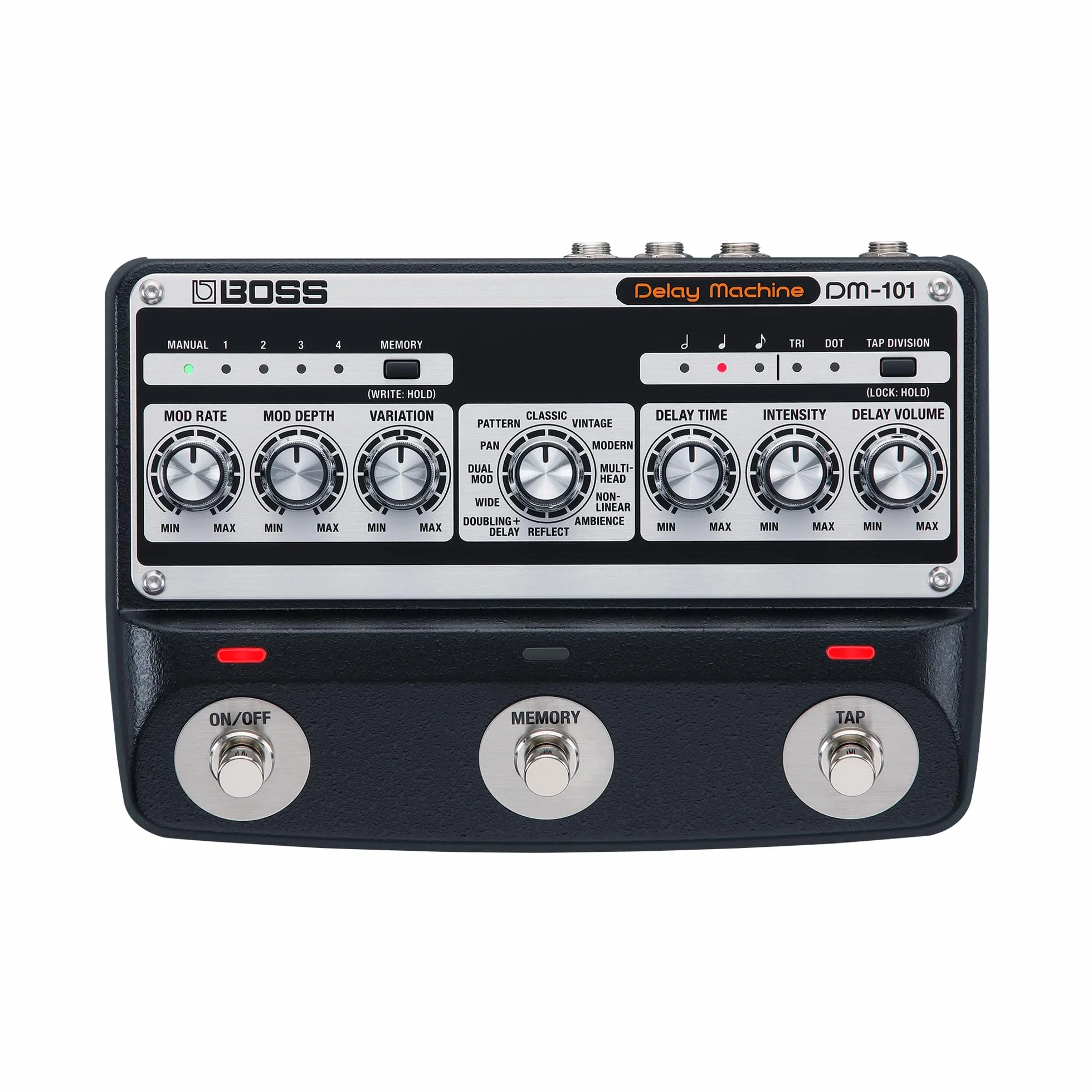 BOSS DM-101 Delay Machine | Pedal de delay analógico definitivo con tecnología avanzada | Sonido cálido, saturado y muy musical | 12 modos diferentes | Operación estéreo | 127 memorias de usuario