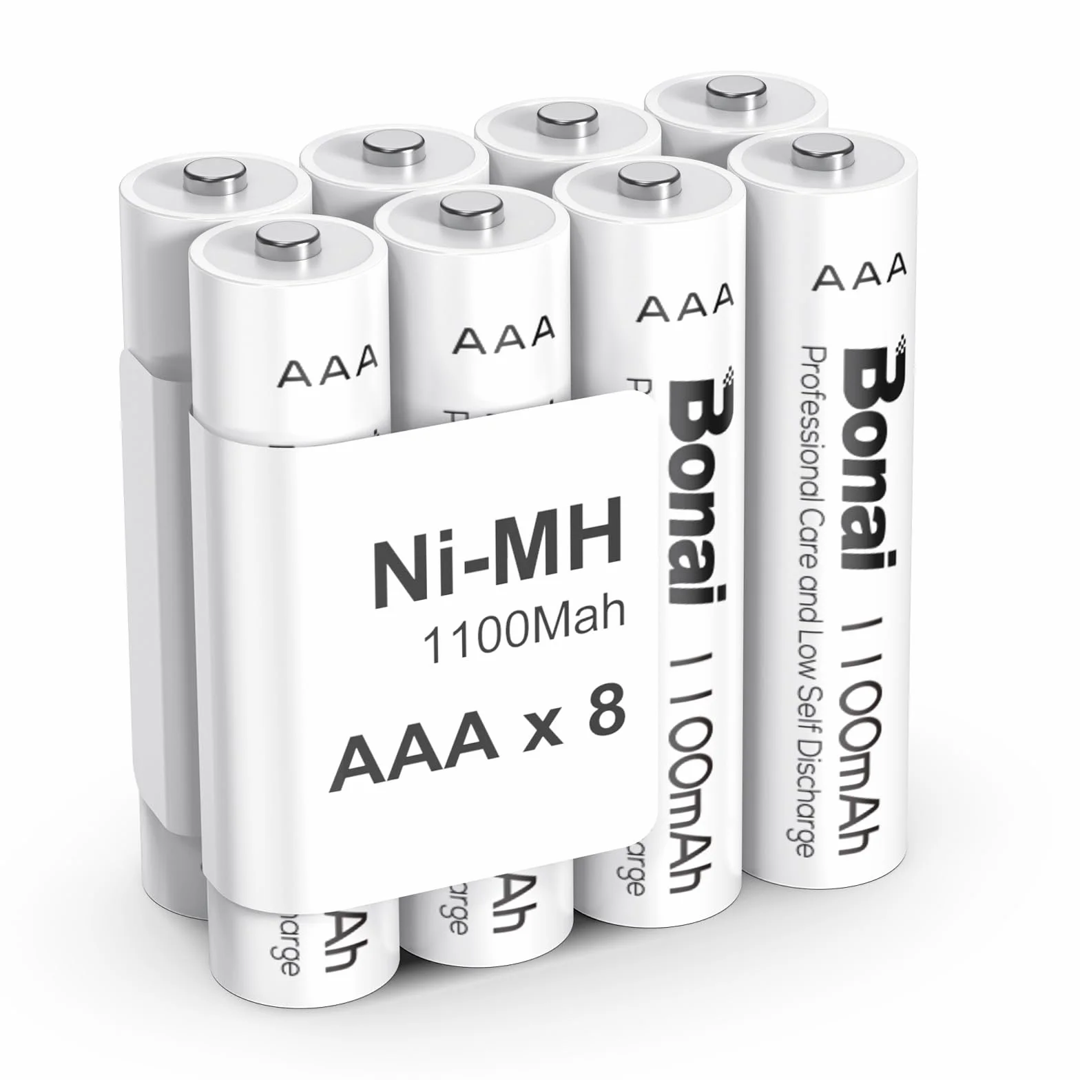 BONAI Pilas Recargables AAA 1,2V 1100mAh Ni-MH 1200 Ciclos Baja Autodescarga (8 Piezas)