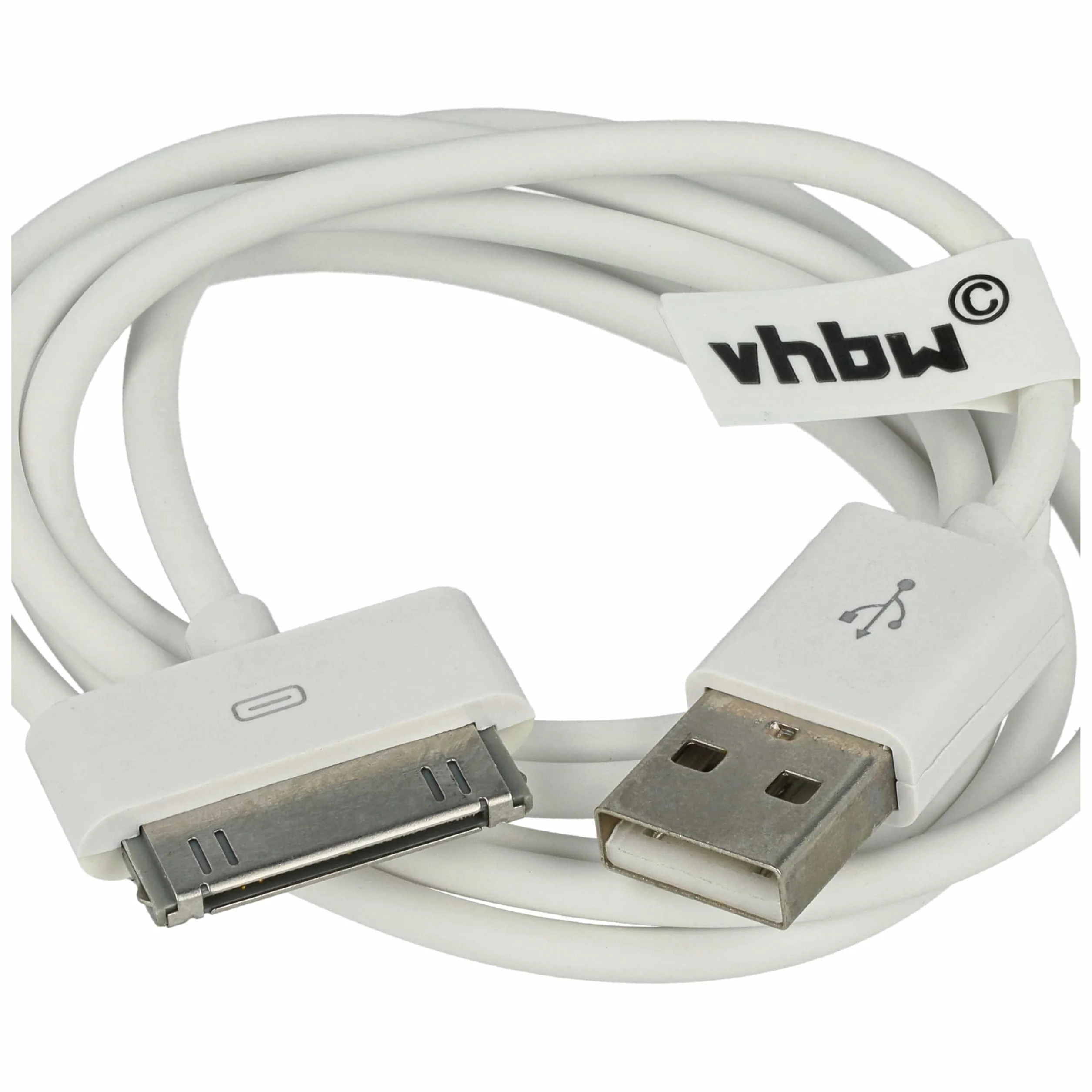 vhbw Cable de datos USB compatible con Apple iPod 7 Gen. Classic Late 2008 A1238-120Gb reproductor MP3 - blanco, 80 cm