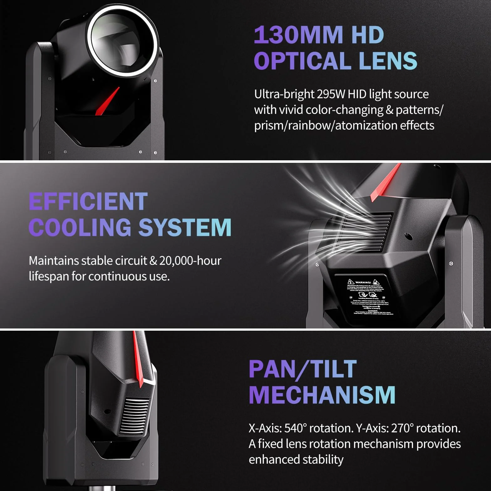 Beam Cabeza Móvil LED Iluminación de Escenario 380W, Juegos de Luz RGBW 14 Patrones 15 Colores Enfoque Electrónico DMX512 Prisma Rotación de 360 ° para Bodas Discoteca Teatros 2PCS