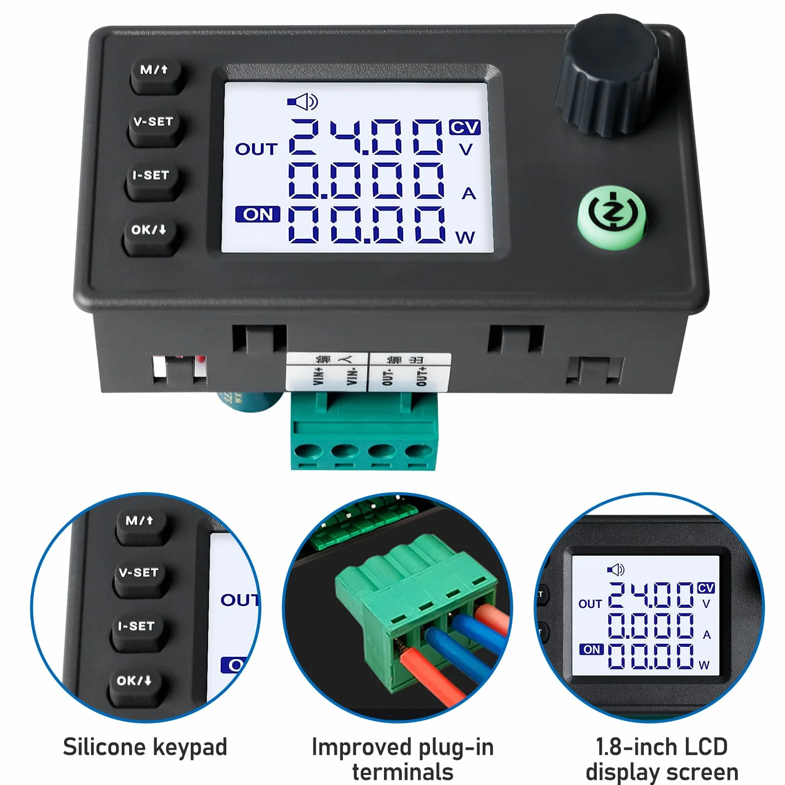 Convertidor DC Boost Buck, convertidor Buck-Boost de 6-36 V hasta 0,5-37 V, 40 W, 4,5 A, voltaje ajustable, fuente de alimentación estabilizada