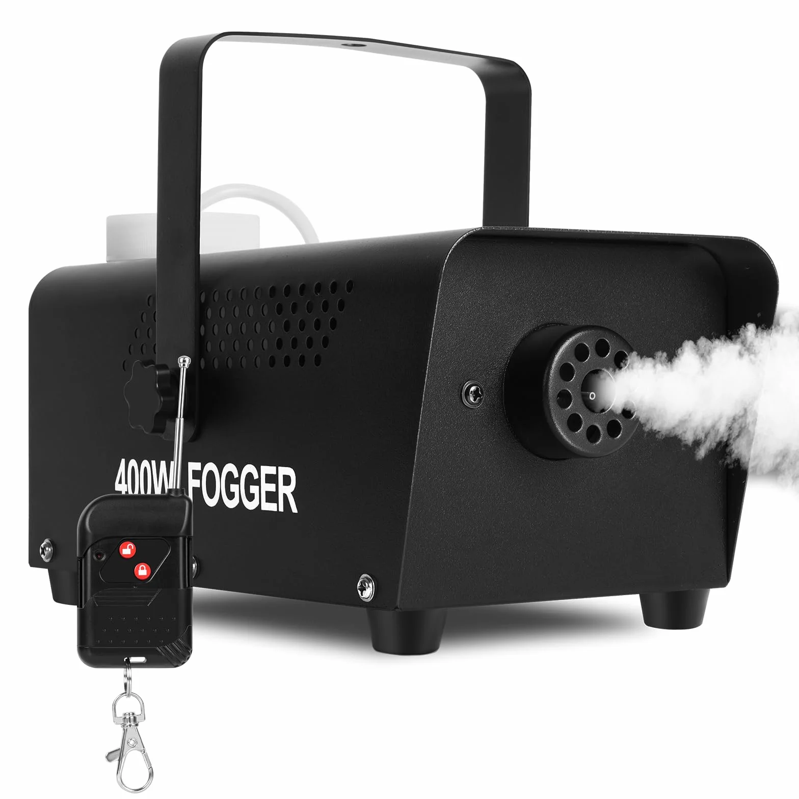 HOTUT Máquina de Humo, 500W Máquina de Humo con Control Remoto, 0.3 litros, Portátil Máquina de Humo con Mando a Distancia y Función de Pulverización Automática para DJ, Bodas, Fiestas, Navidad