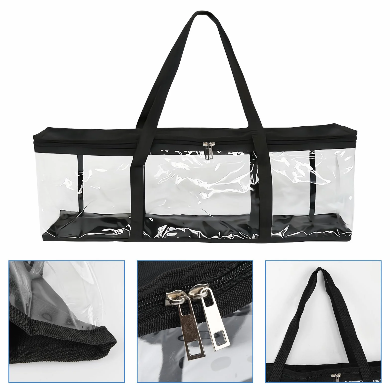 Fundas de Almacenamiento Portátil para CD, Bolsa de Almacenamiento Transparent para DVD, Sac de Transport Plástico con Asas, Pochettes de Rangement Resistente al Agua para Álbumes Libros (4)
