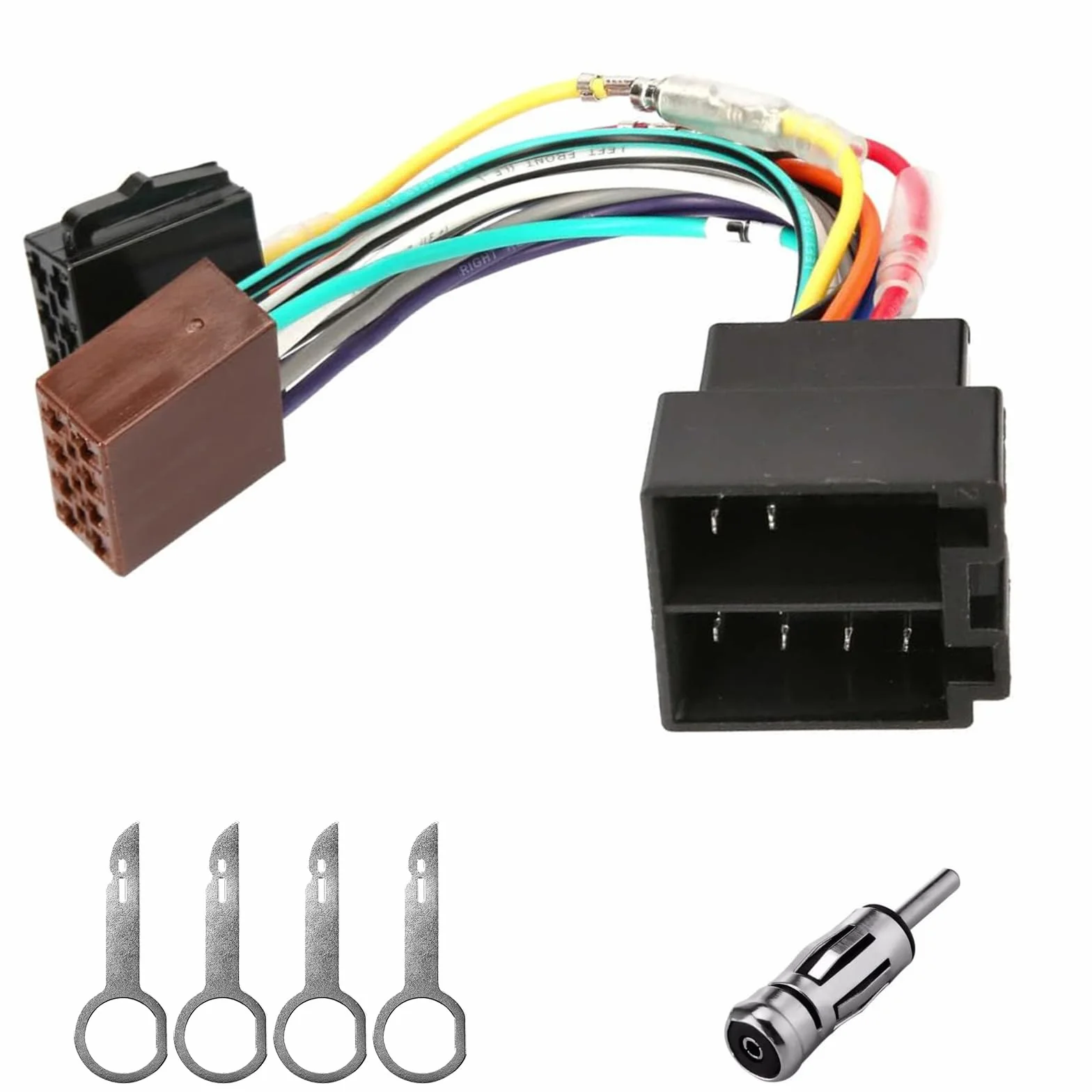 Adaptador de Radio Iso Adapter Cable Adapt-ador Cable de 16 Pines + Adaptador de Antena + Herramienta Llaves de Extraccion para Enchufe Coche Estándar, Enchufe Adapt, Ador Radio (1 juego)