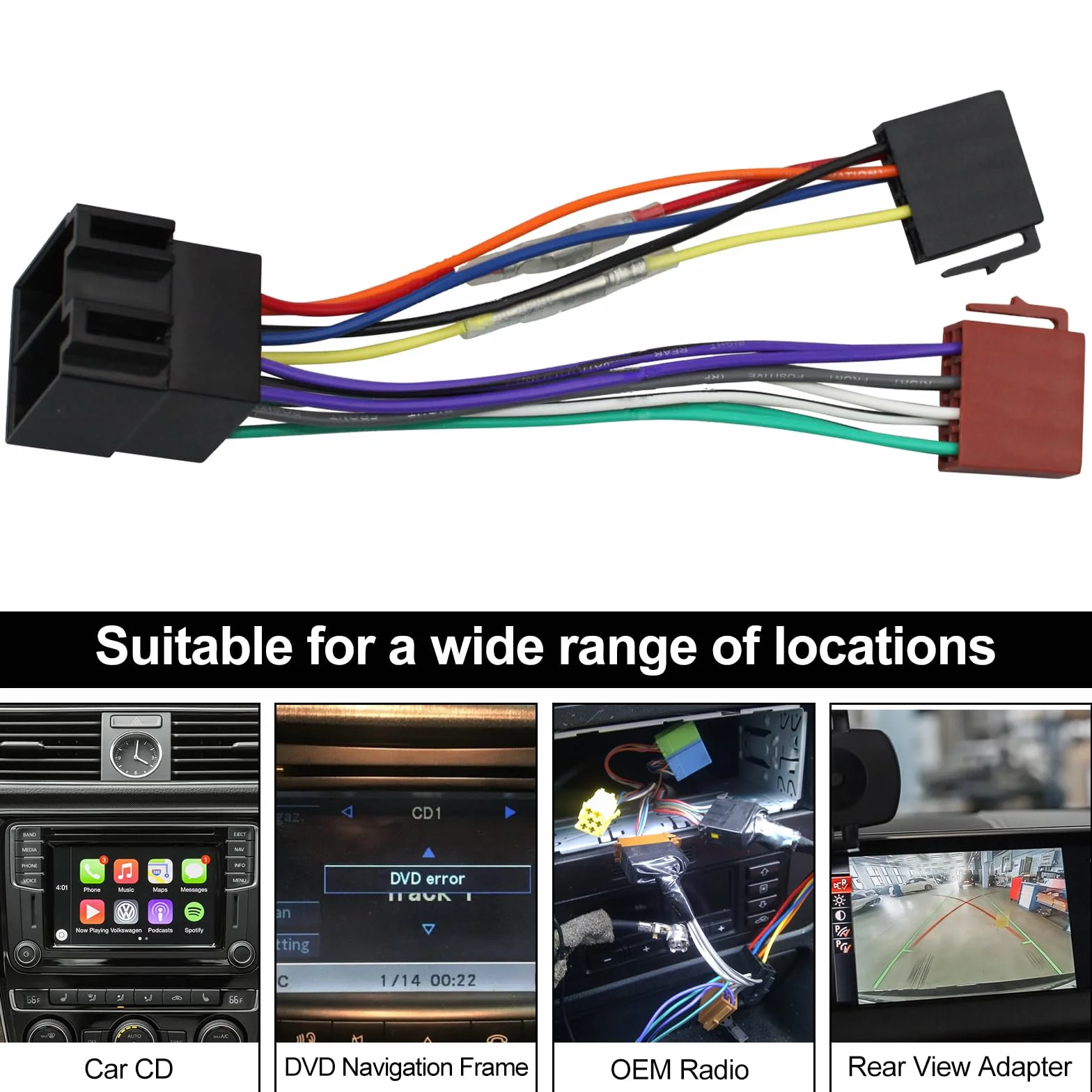 Adaptador de Radio Iso Adapter Cable Adapt-ador Cable de 16 Pines + Adaptador de Antena + Herramienta Llaves de Extraccion para Enchufe Coche Estándar, Enchufe Adapt, Ador Radio (1 juego)