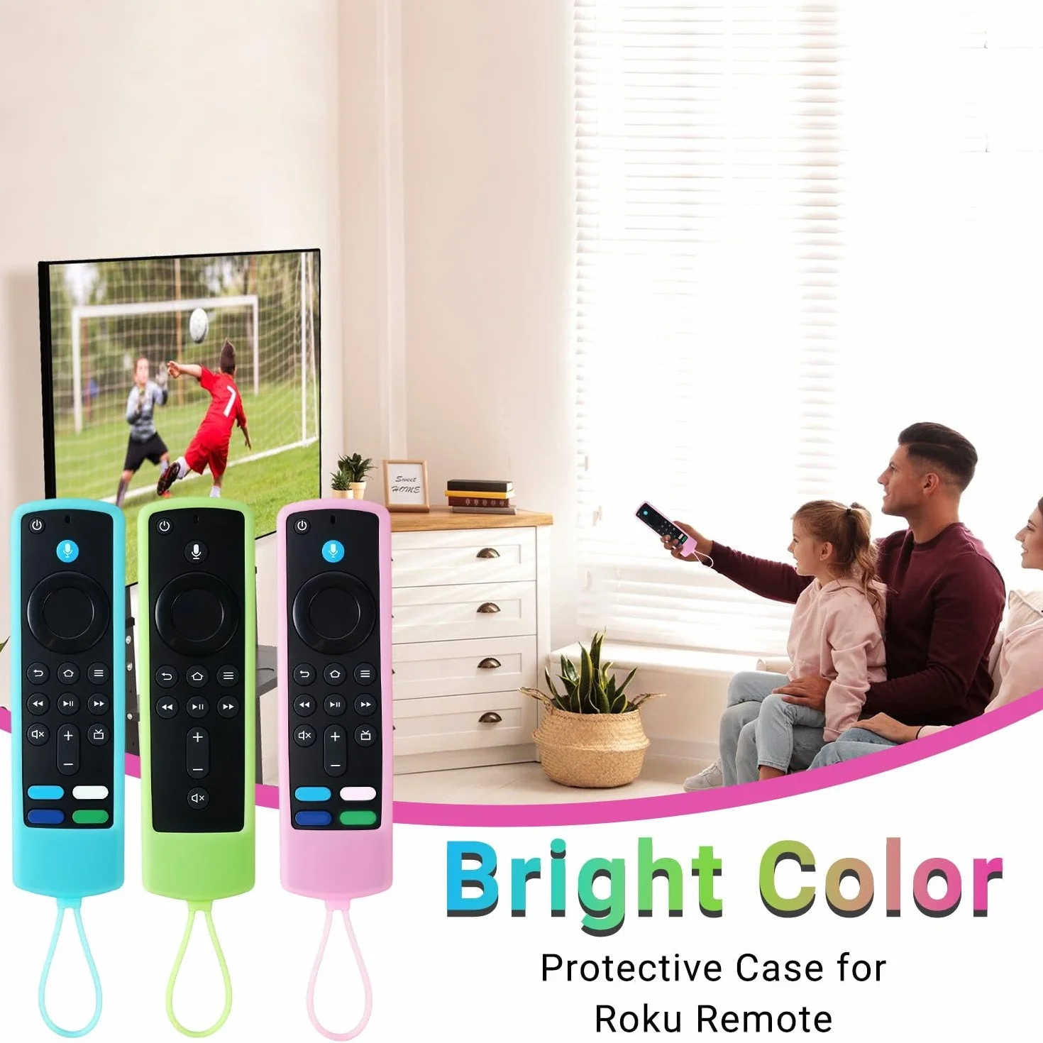Funda Protectora De Control Remoto De TV De 3 Piezas, Silicona Luminosa con Cordón, Universal Anticaídas Y Antideslizantes