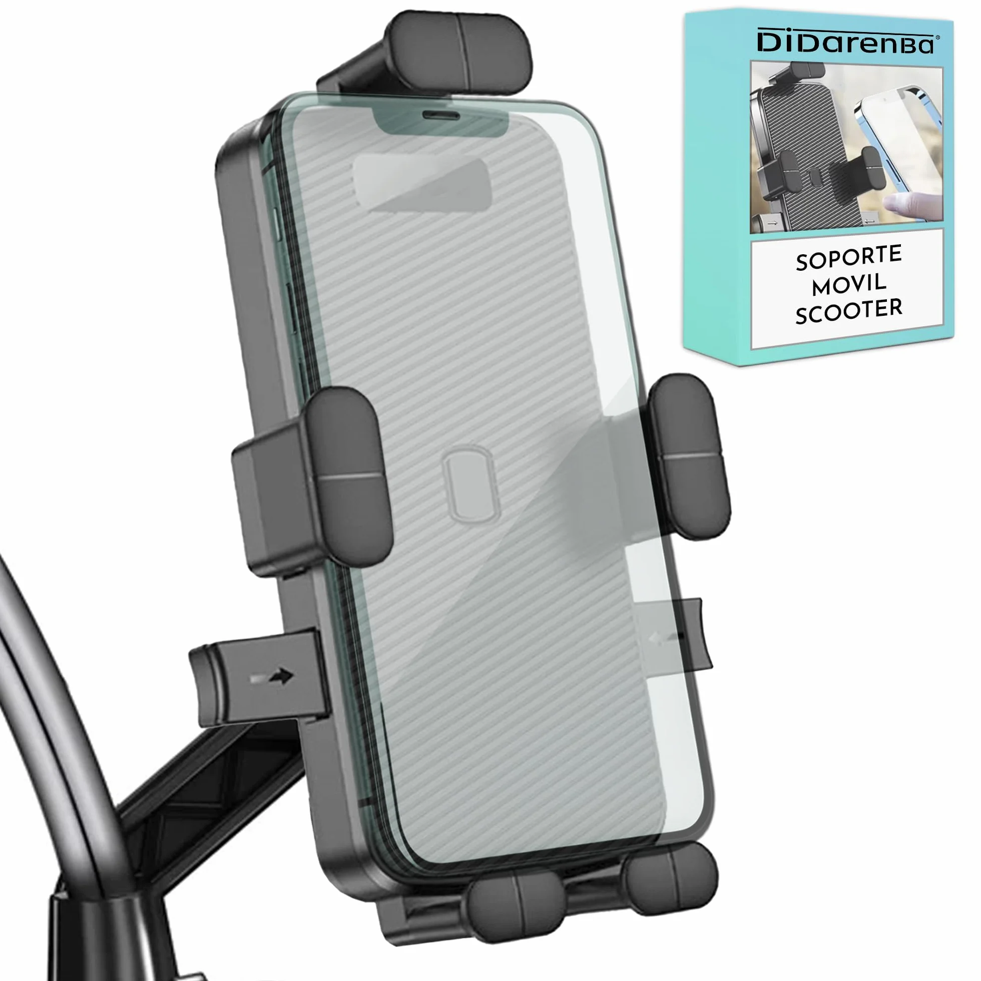 Soporte Móvil para Espejo Retrovisor de Scooter Moto 5 Sujeciones Rotación 360º Antivibración