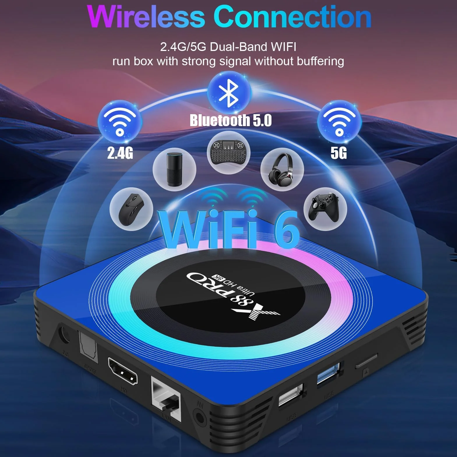 Android 13.0 TV Box, 4GB RAM 32GB ROM RK3528 Quad-Core Smart TV Box, supporto 2.4G / 5.0G Dual WiFi 6 BT 5.0，HDMI 8K Box TV Android