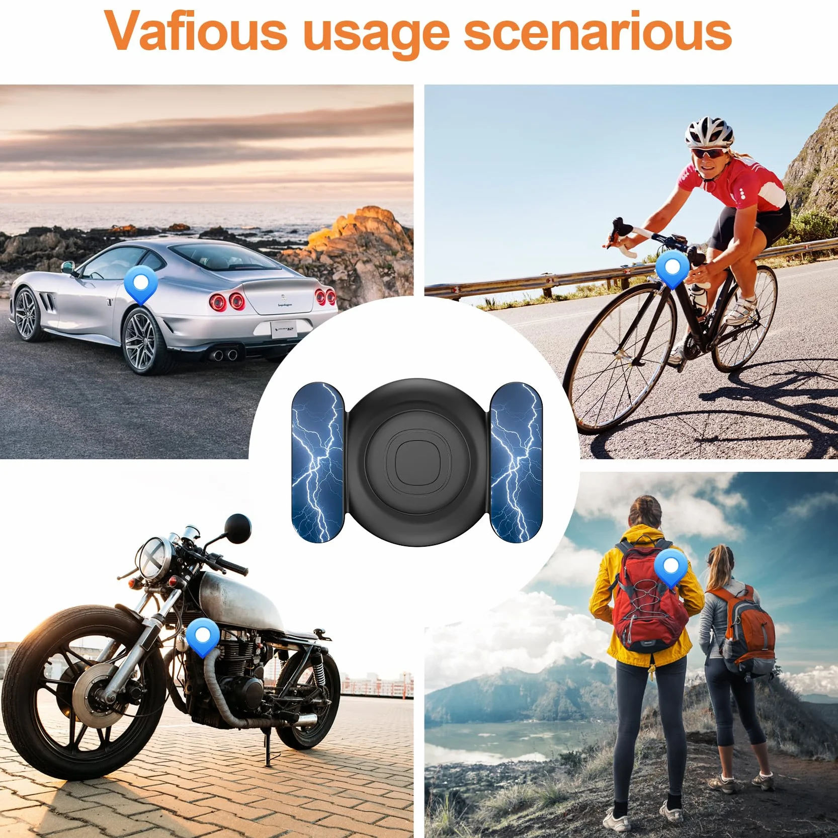 Localizador GPS para Coche sin Suscripción Bluetooth Compatible iOS Android con Funda Protectora Llavero Silicona Magnética Negro