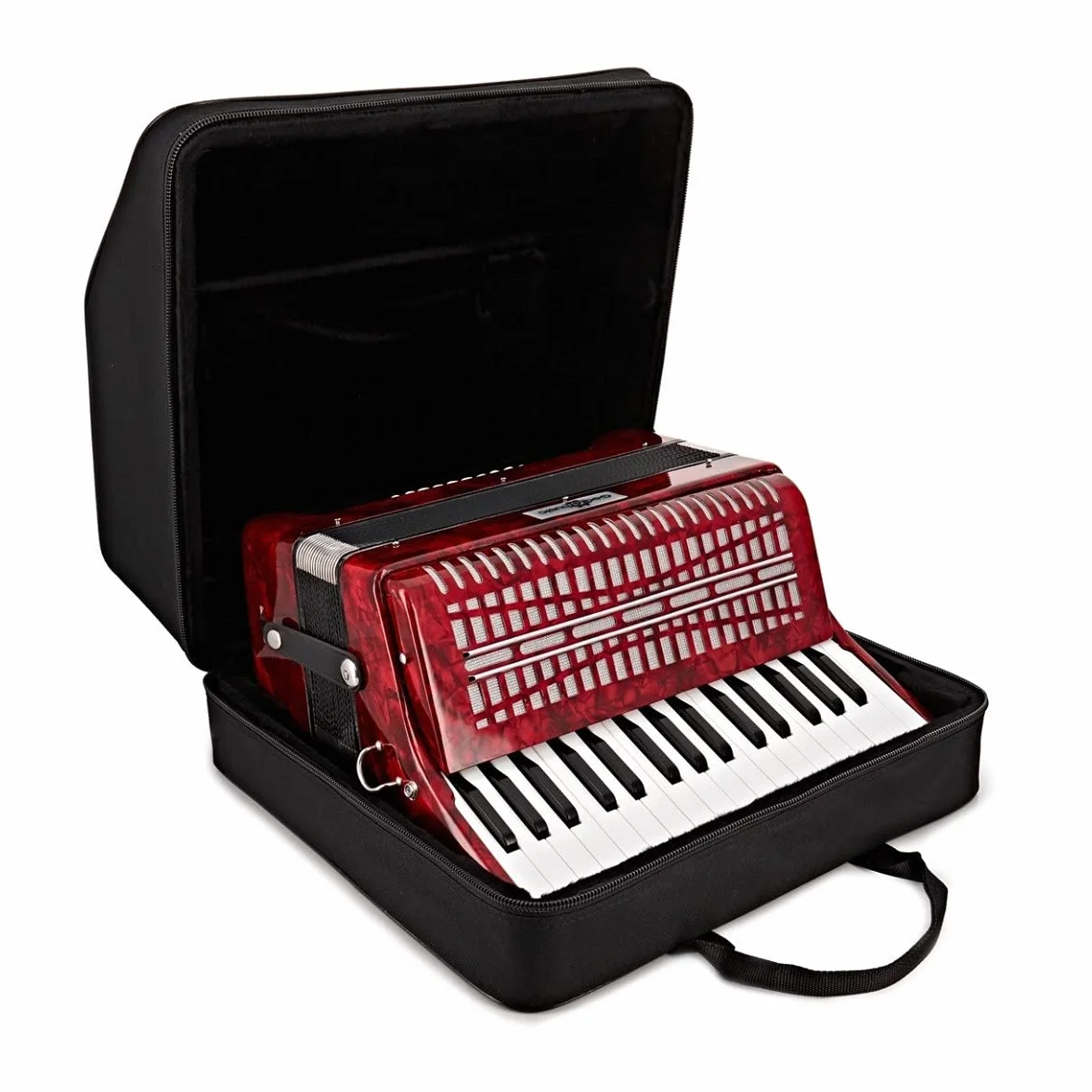 Acordeón de piano con funda de transporte y correas para el hombro