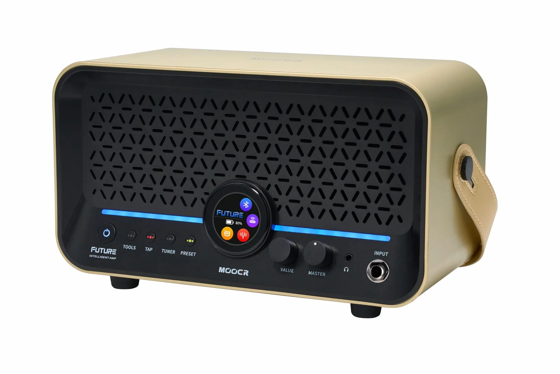 Mooer F15i Li - Combo de Guitarra Multi-Efectos y Modelado, 15 W, con batería - Oro Imperial