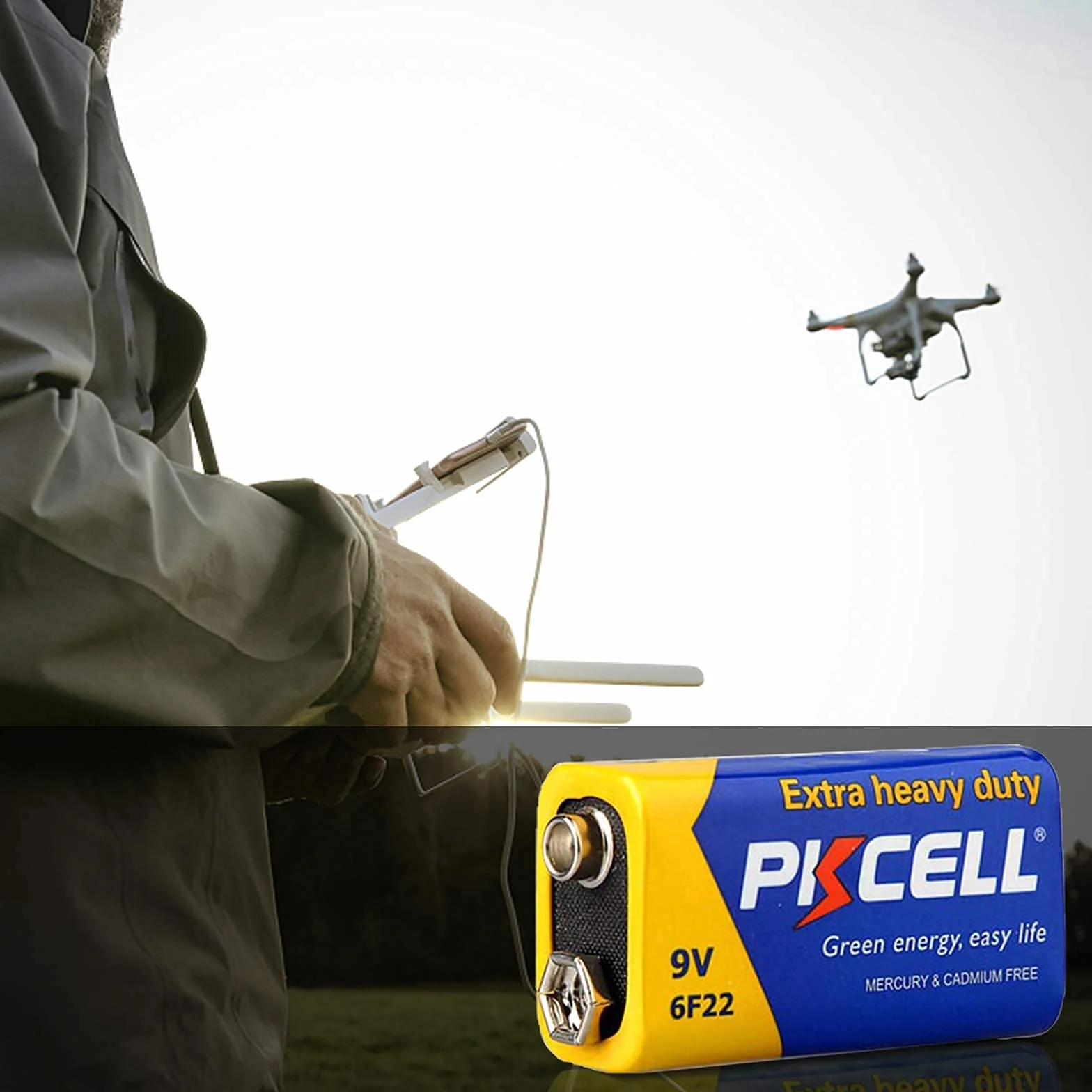 PKCELL 8 Pilas 9V 6F22 de Zinc-Carbono para Detectores de Humo, Multímetros – Ideales también para Mandos a Distancia y Juguetes Sencillos