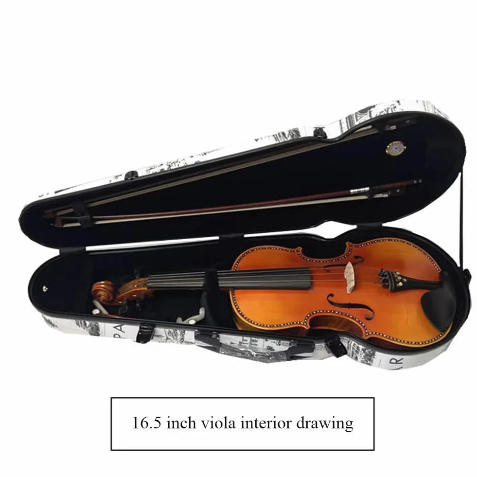 Estuche para Viola de 15-17 Pulgadas, de Fibra de Carbono, con Carcasa rígida, protección para el Almacenamiento, termómetro Integrado y Correas Dobles para el Hombro.(Silver)