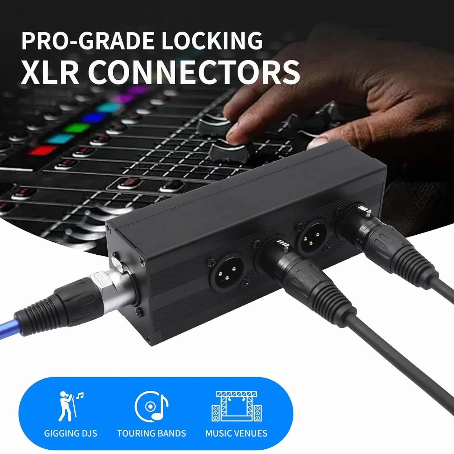 Topiky Caja Divisora ​​XLR de 3 Pines, 1 Hembra a 4 Macho, Conexión Paralela 1 en 4 Salidas, Convertidor Adaptador de Audio Balanceado para Mezclador de Micrófono, PA, Equ