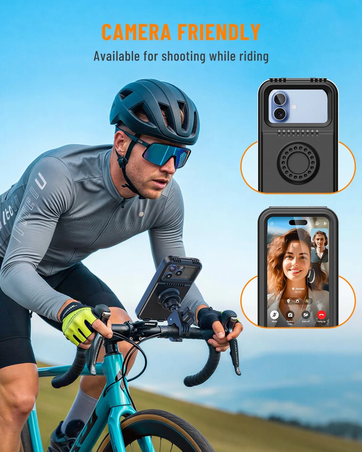 Soporte Móvil Moto Impermeable 360° Rotación para Teléfono 4,7-6,9" Bicicleta Scooter