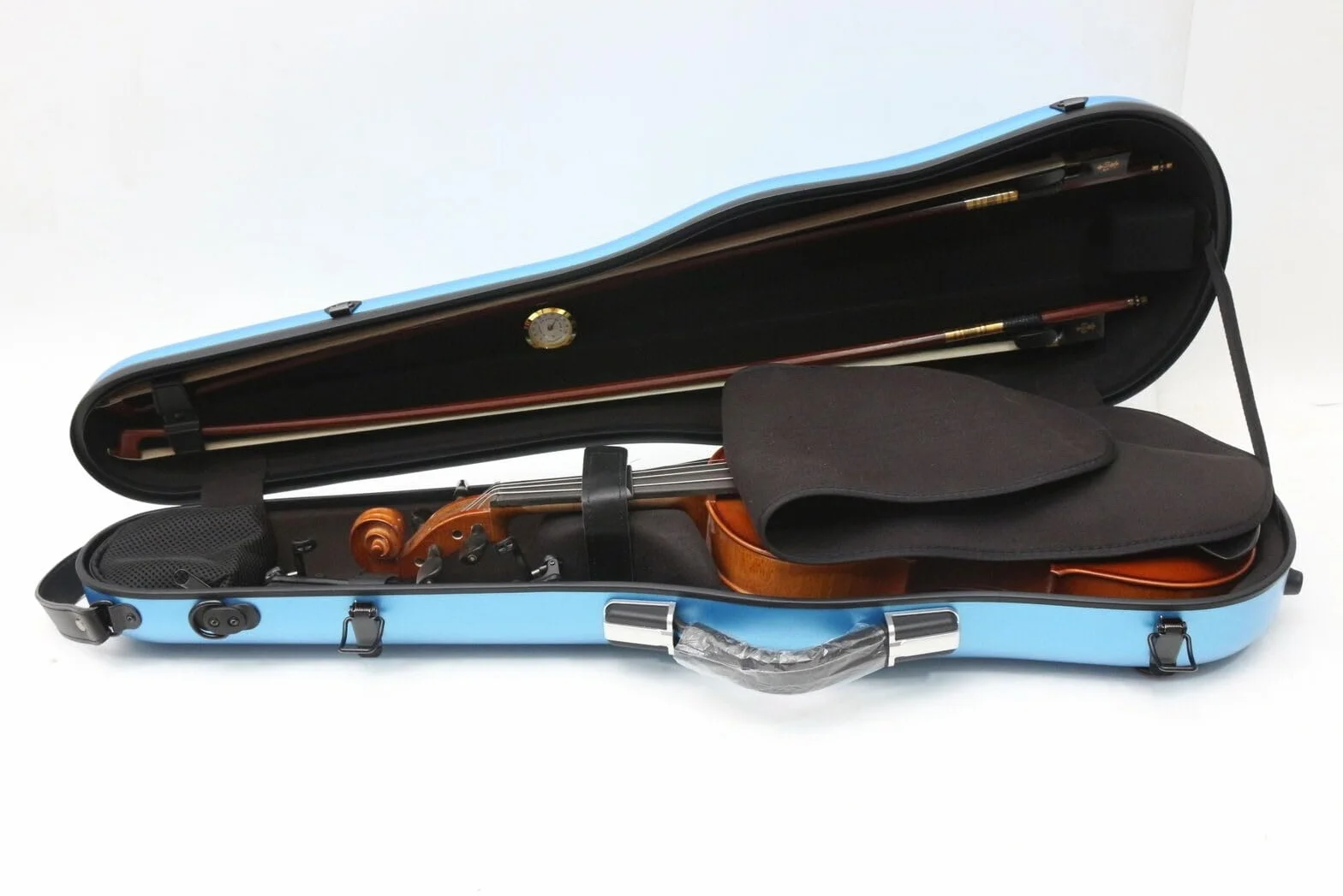 Estuche para violín de tamaño completo 4/4, caja de fibra de carbono, ligera y colorida con correa fuerte, bolsa azul (36 MN)